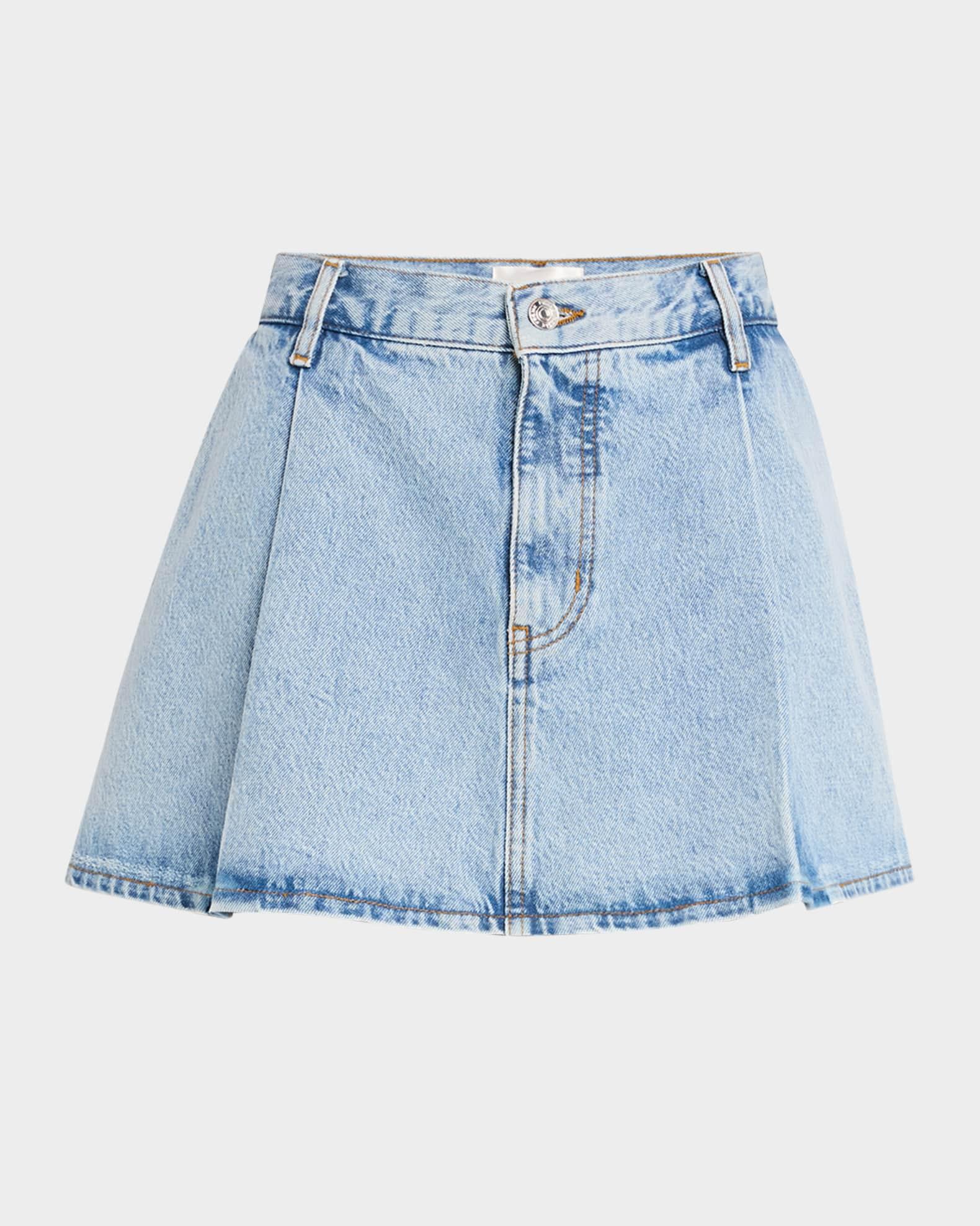 The Pleated Denim Skirt Product Image