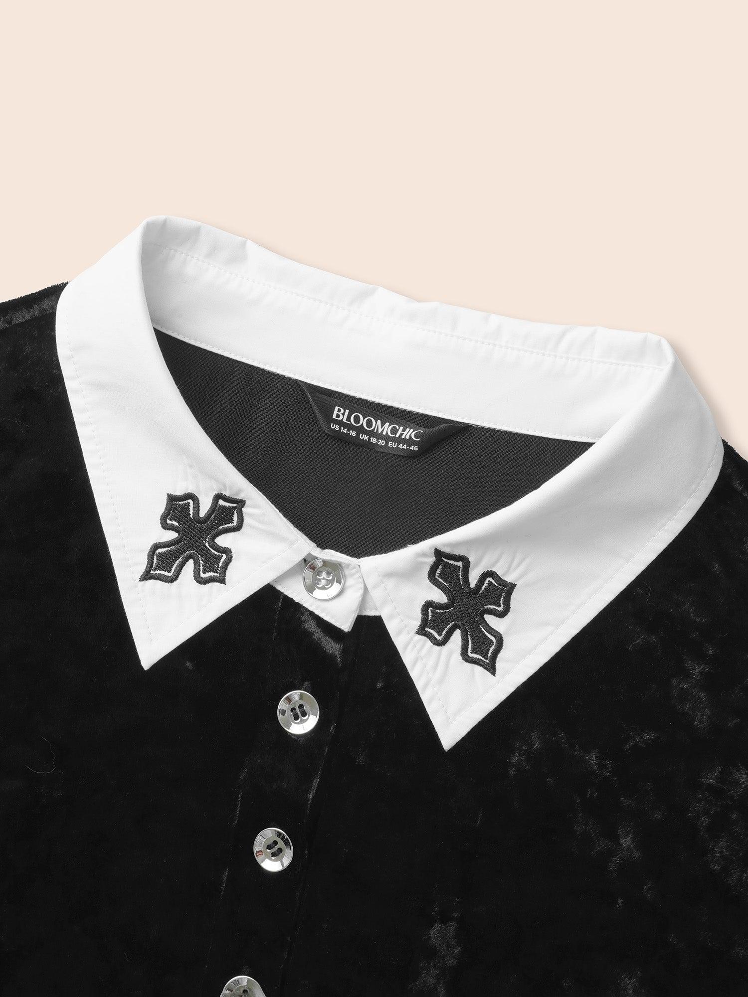 Stretch Velvet Collared Midi Dress Female Product Image