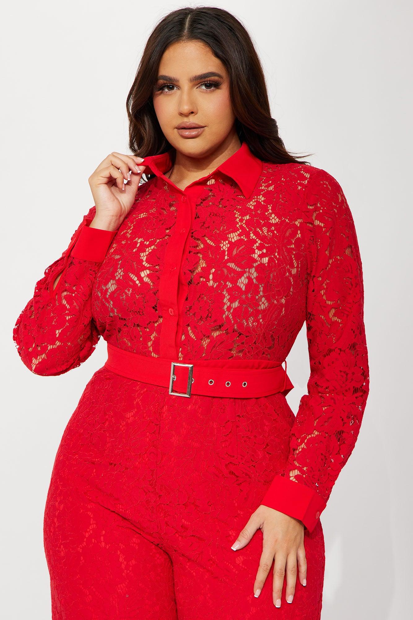 Perfect Night Lace Jumpsuit - Red Product Image