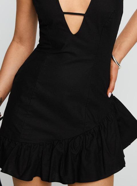 Solistaire Halter Mini Dress Black Product Image