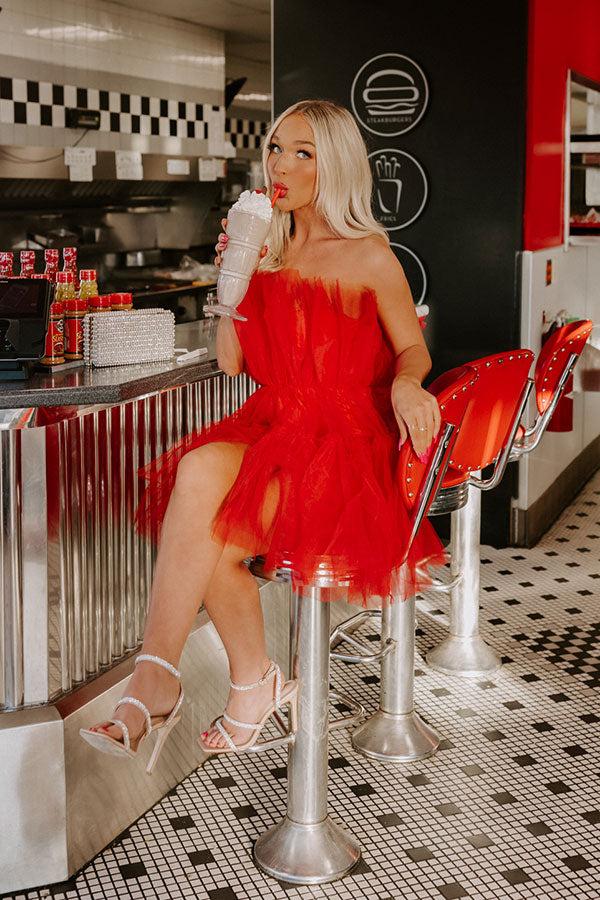 Frill Deal Tulle Mini Dress In Red Product Image