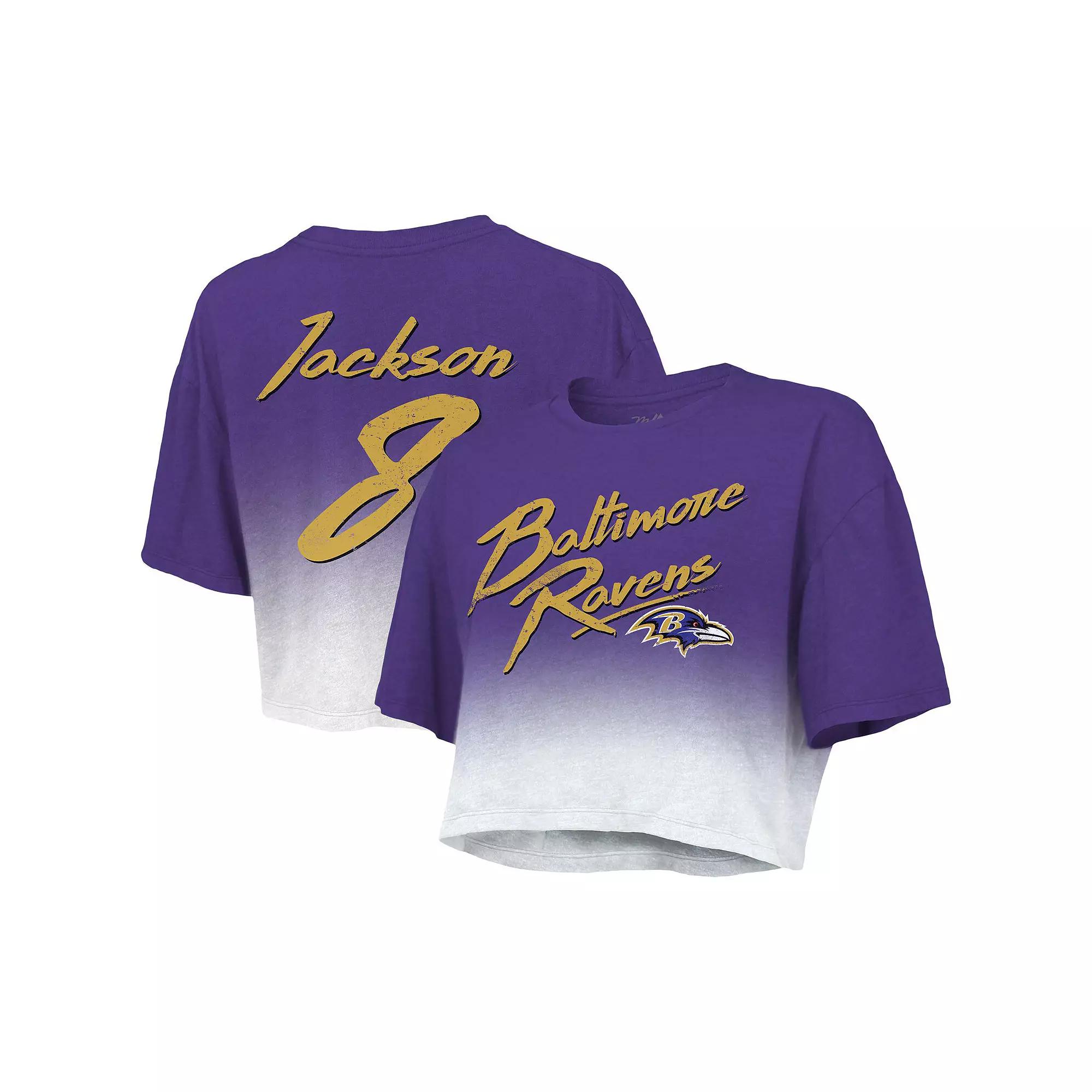 Women's Majestic Threads Derrick Henry Navy/White Tennessee Titans Drip-Dye Player Name & Number Tri-Blend Crop T-Shirt, Size: XL, Blue Product Image