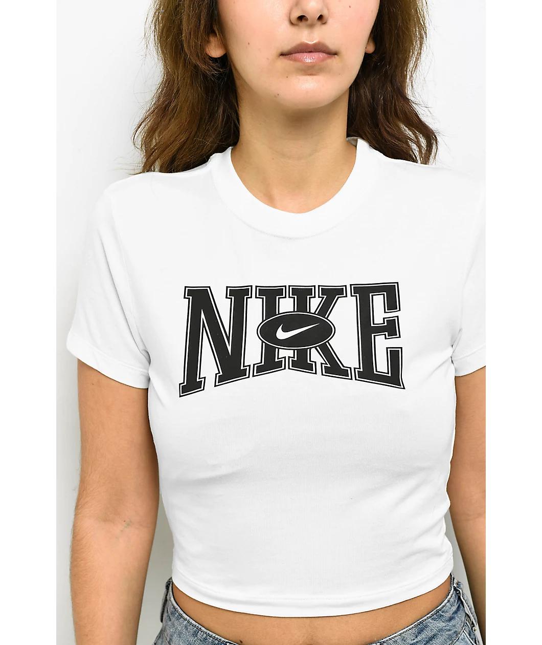 Nike Sportswear Street Logo White Slim Crop T-Shirt Product Image