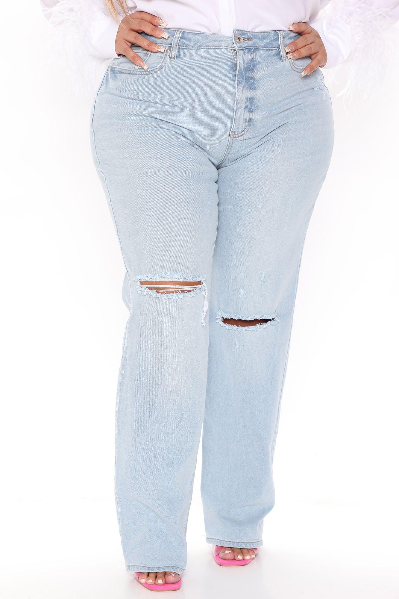 90's Nostalgia Straight Leg Jeans - Light Blue Wash Product Image