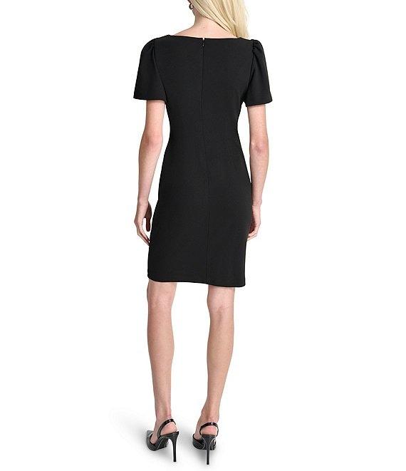 DKNY by Donna Karan Petite Size Short Sleeve Scuba Crepe Sheath Dress Product Image