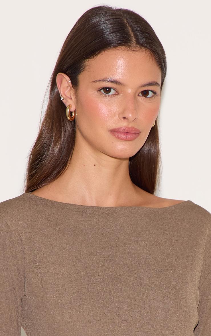 Gold Chubby Hoop Earrings Product Image