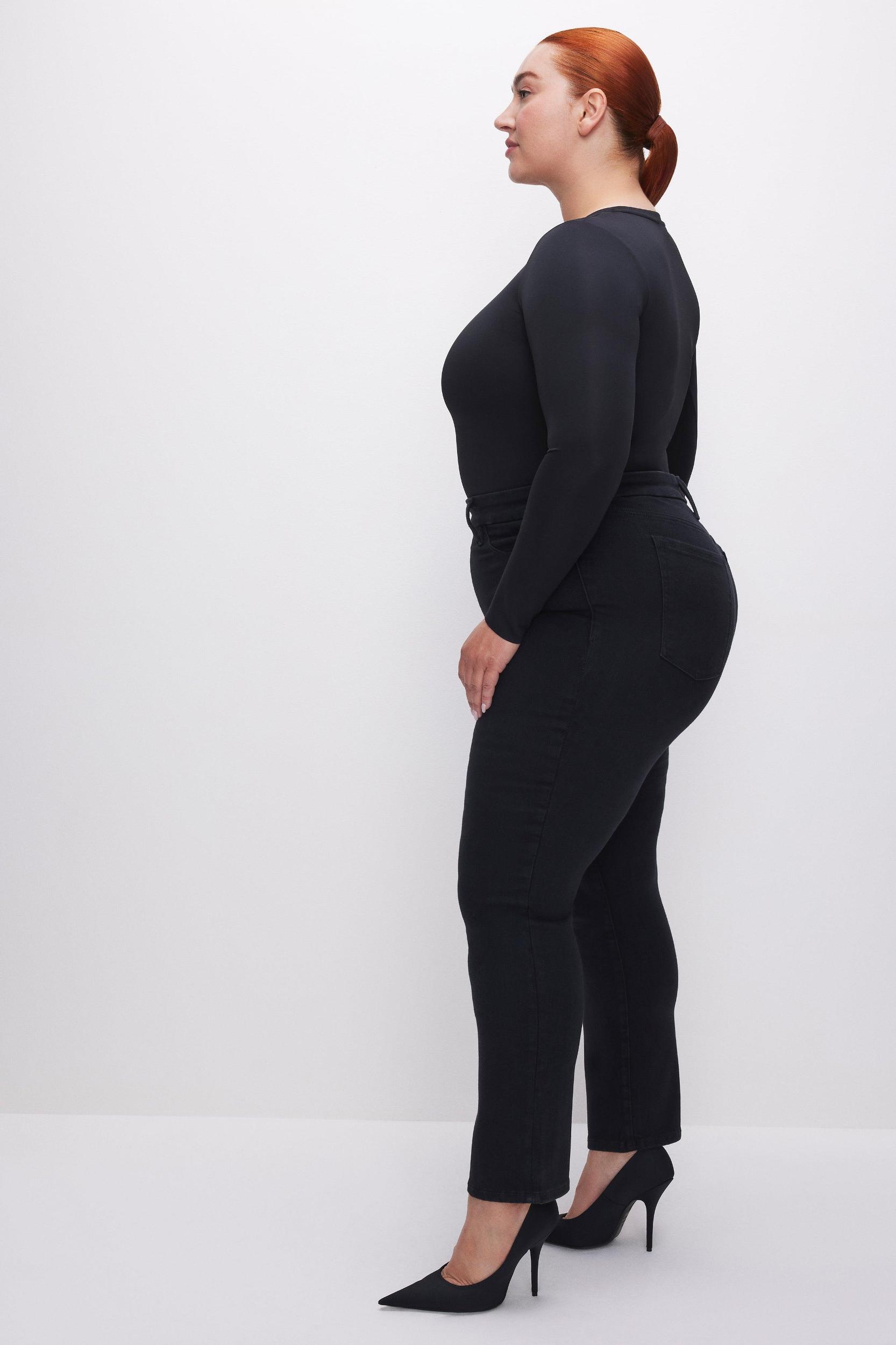 POWER STRETCH PULL-ON STRAIGHT JEANS | BLACK001 Product Image