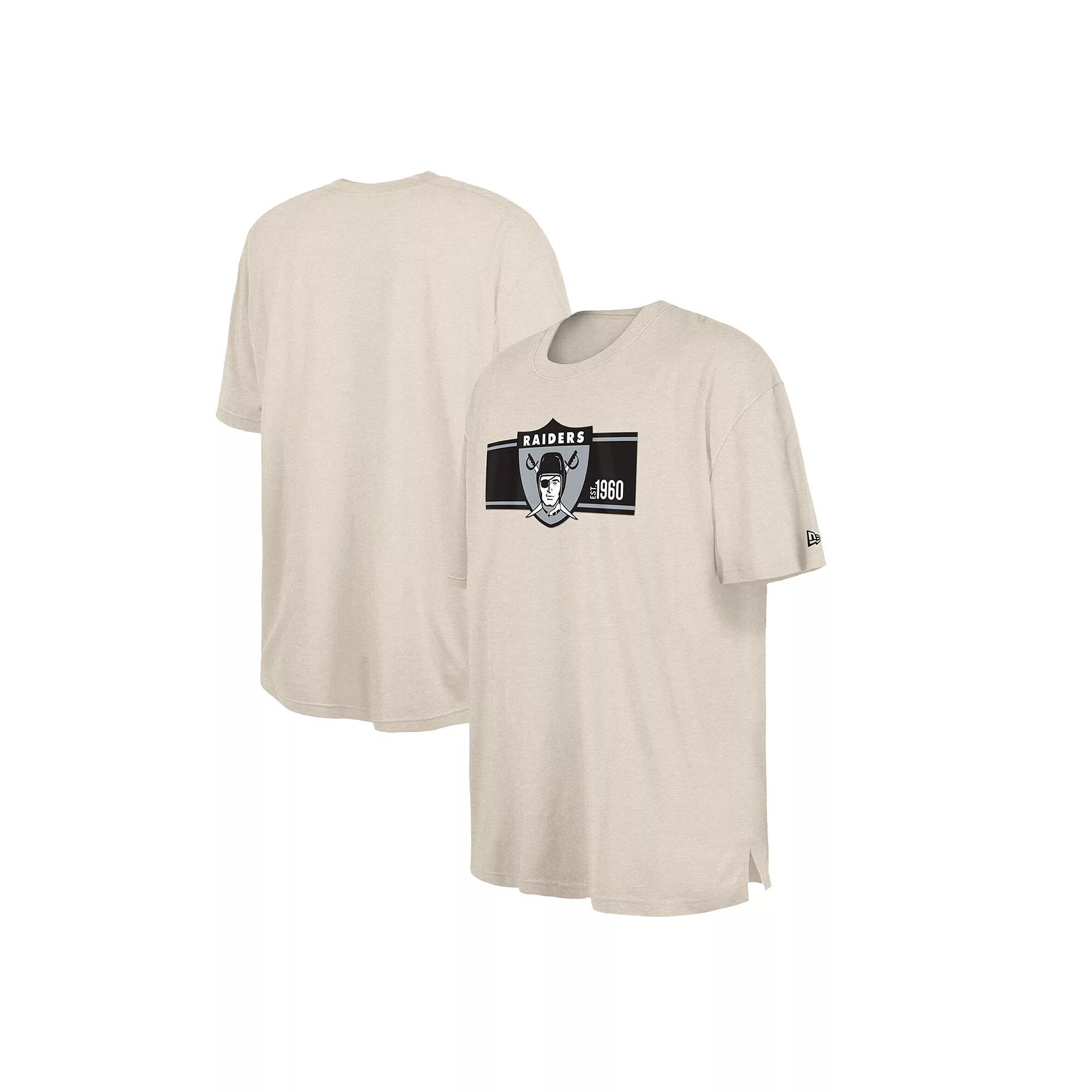 Men's New Era  Cream Oakland Raiders Third Down Big & Tall Historic T-Shirt, Size: 3XB, Beige Product Image