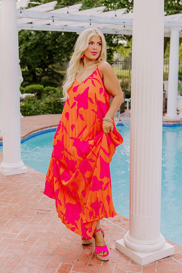 Vibrant Moment Floral Maxi Dress in Tangerine Product Image