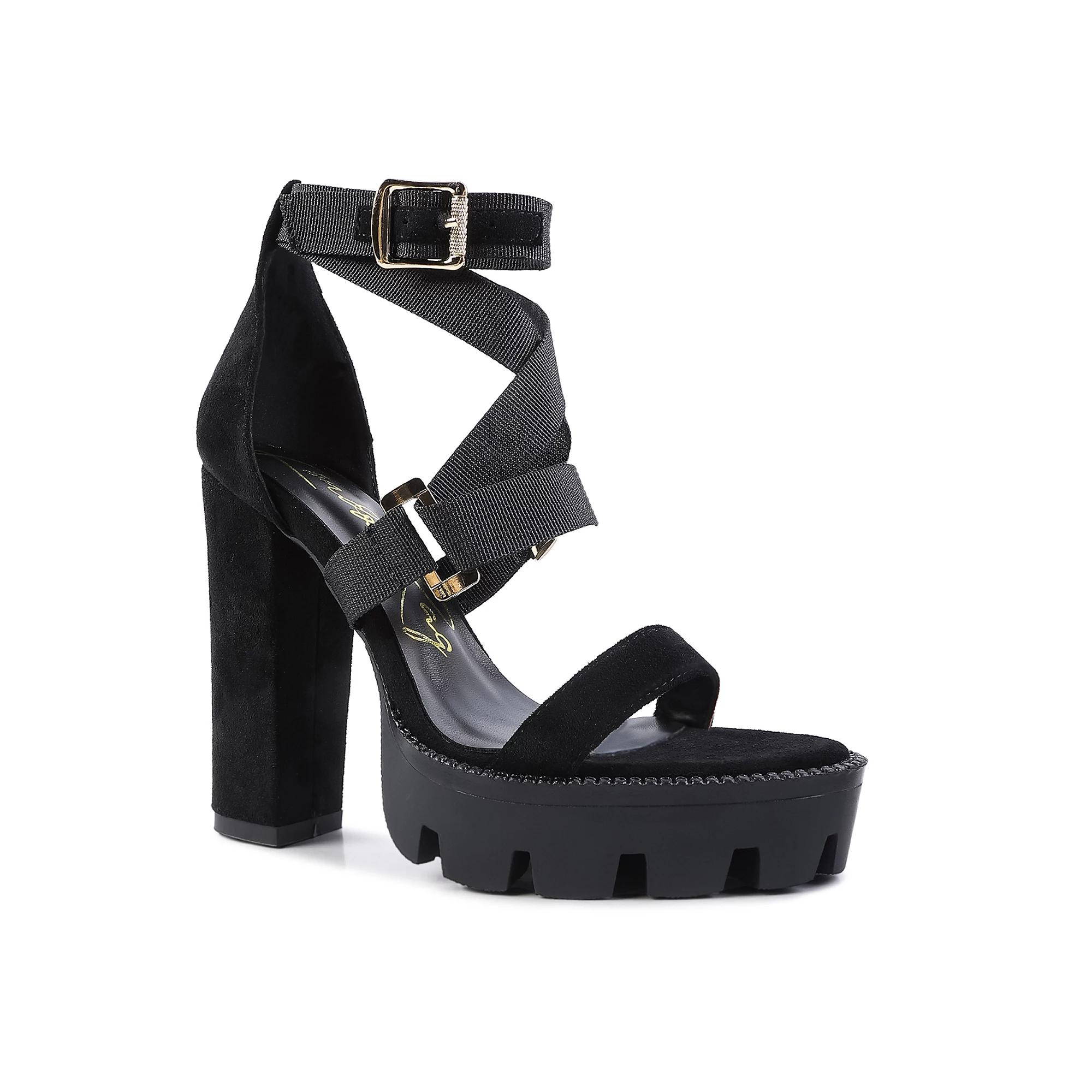 London Rag Fresh Daisy Womens Block Heel Dress Sandals Brown Product Image