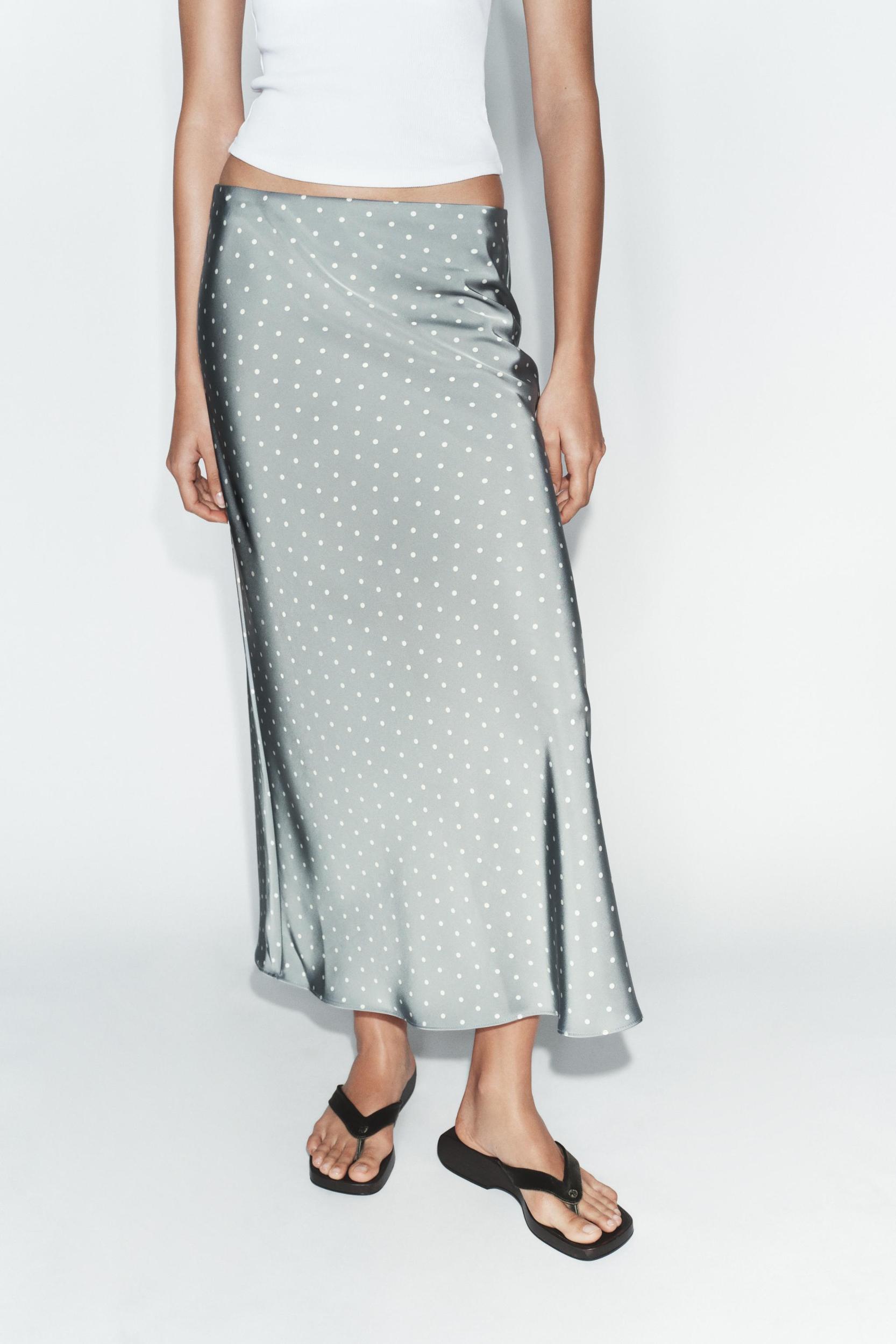 SATIN EFFECT MIDI SKIRT Product Image