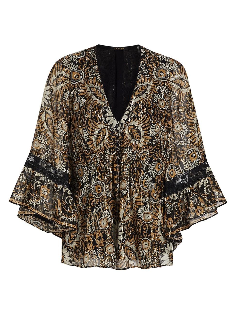 Womens Ele Metallic Jacquard Blouse Product Image