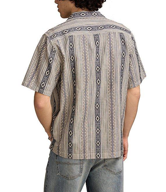 Lucky Brand Textured Stripe Short Sleeve Woven Shirt Product Image