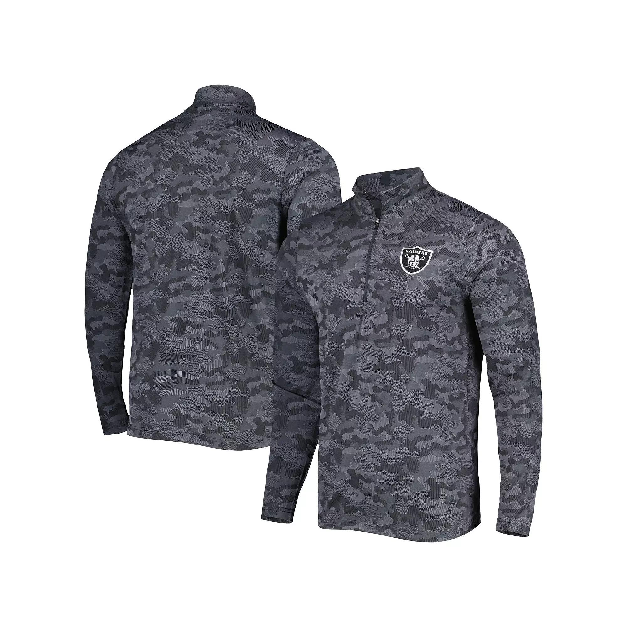 Men's Antigua Black Las Vegas Raiders Brigade Quarter-Zip Sweatshirt,  Product Image