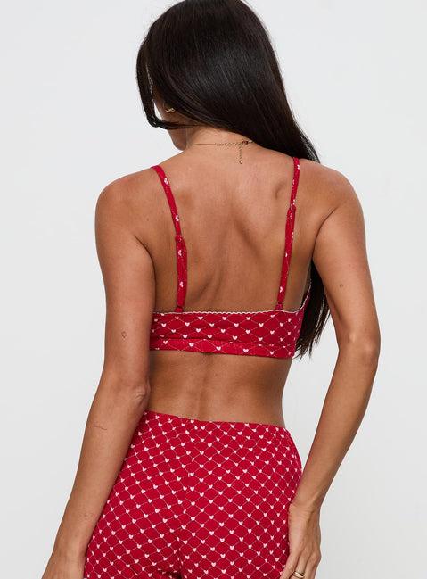 Slumber Pointelle Sleep Bralette Red Product Image