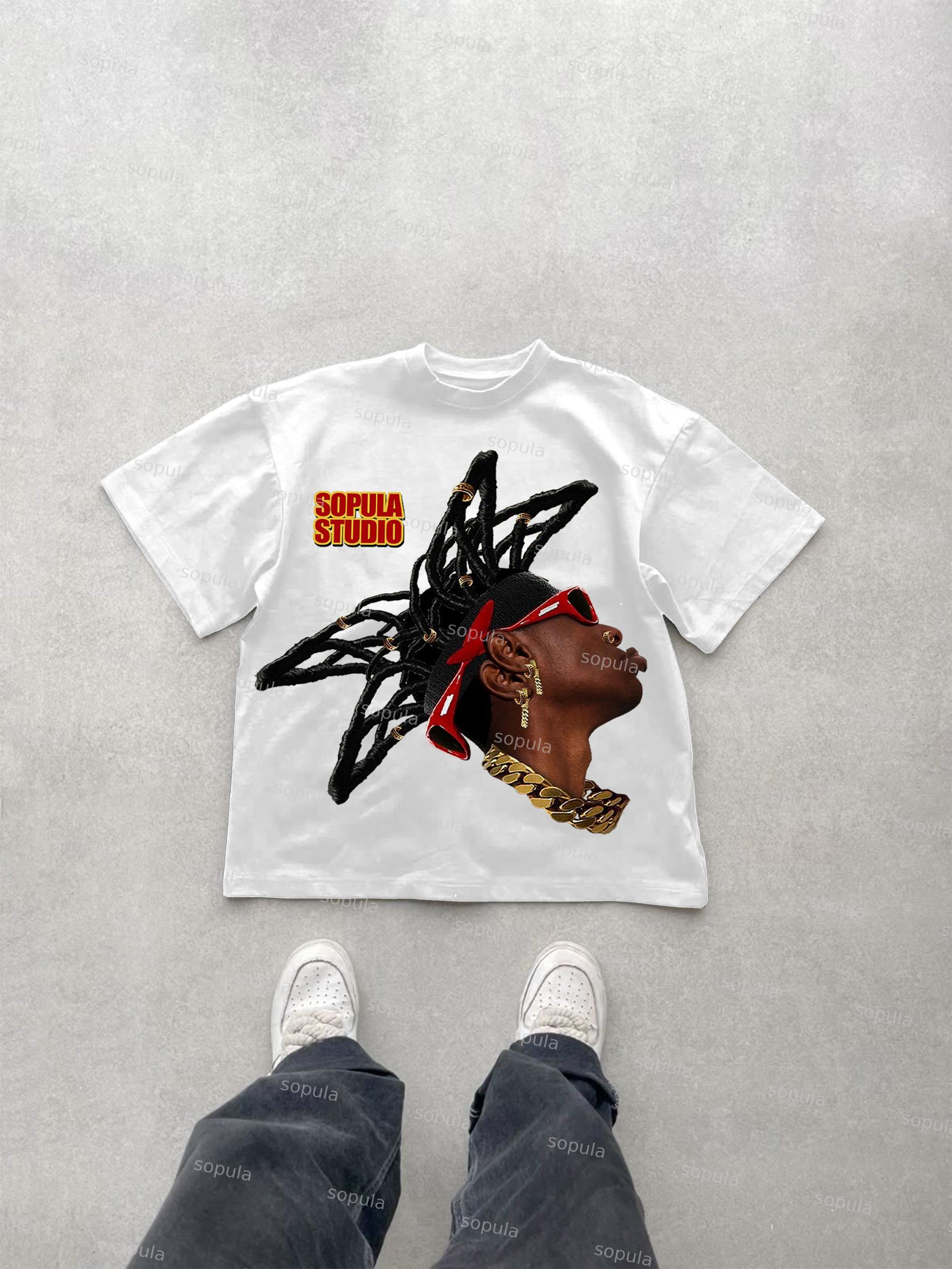 I Am Allergic To People Fun Portrait Print Cotton T-shirt Product Image