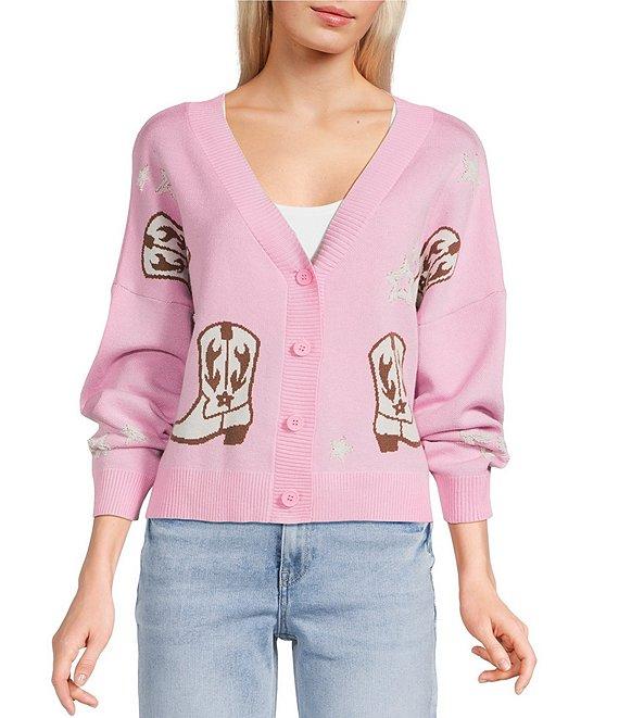 Originality Western Boots Long Sleeve Boxy Cardigan Product Image