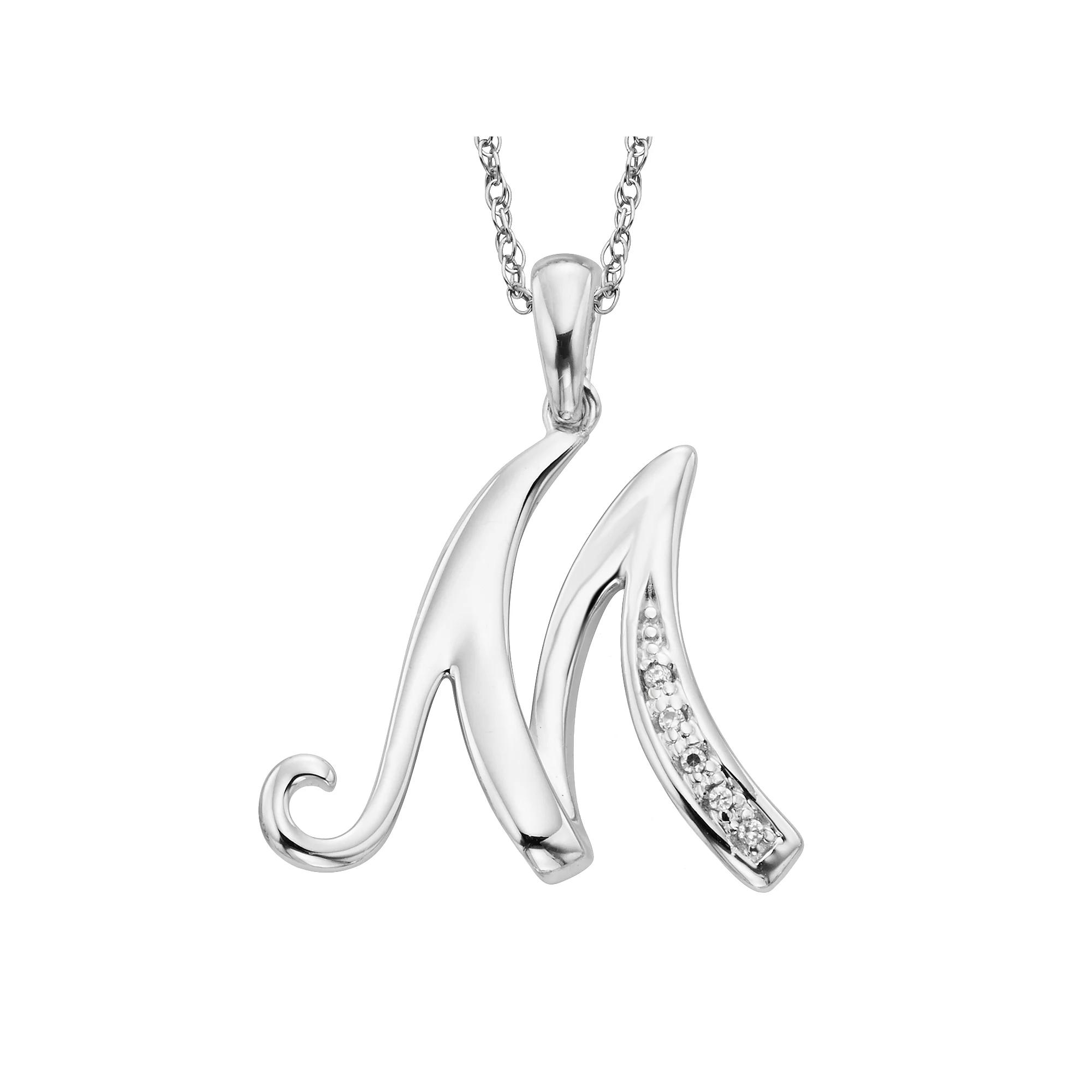 Sterling Silver Diamond Accent Initial Pendant, Women's,  Product Image