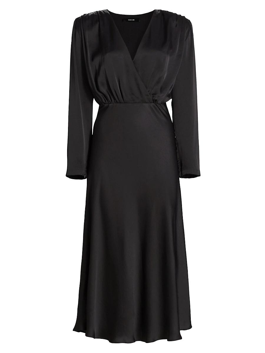 Womens Rebecca Satin Long-Sleeve Midi-Dress Product Image