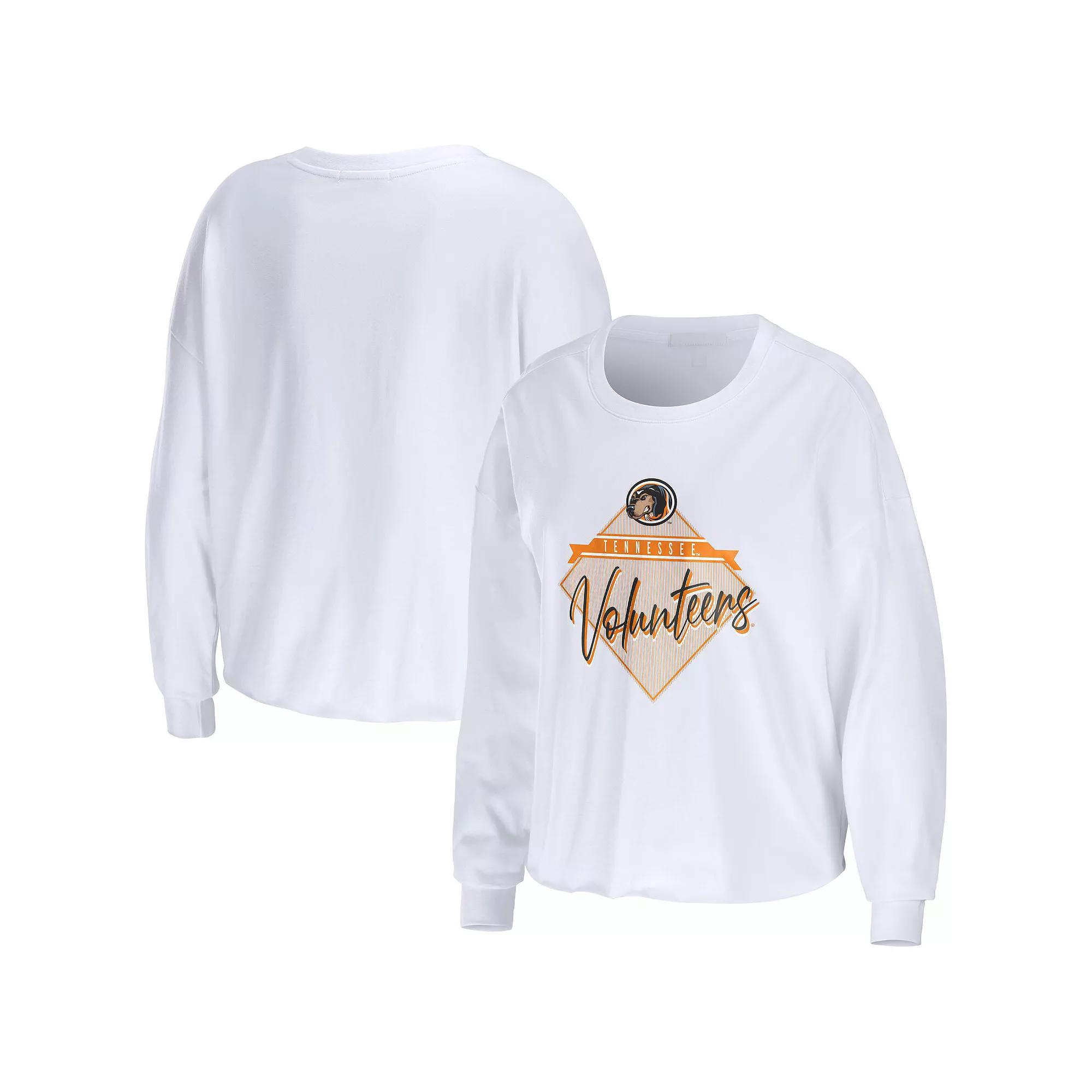 Women's WEAR by Erin Andrews White Tennessee Volunteers Diamond Long Sleeve Cropped T-Shirt,  Product Image