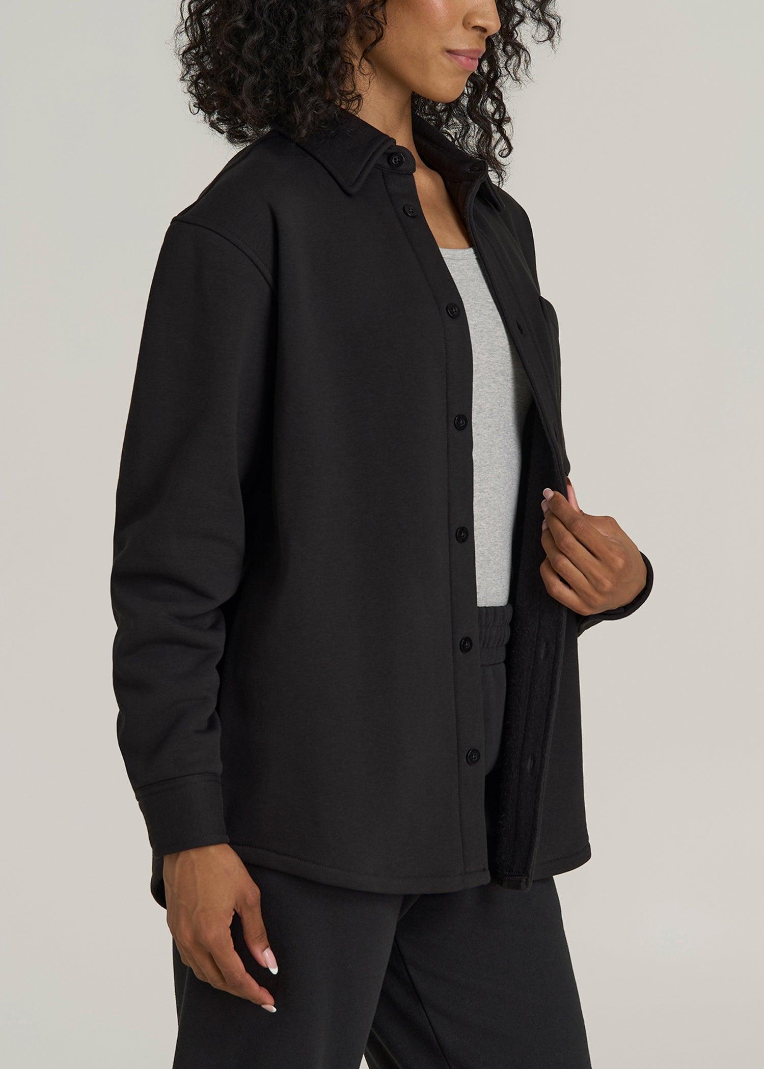 Wearever 2.0 Fleece Shacket for Tall Women in Graphite Black Female Product Image