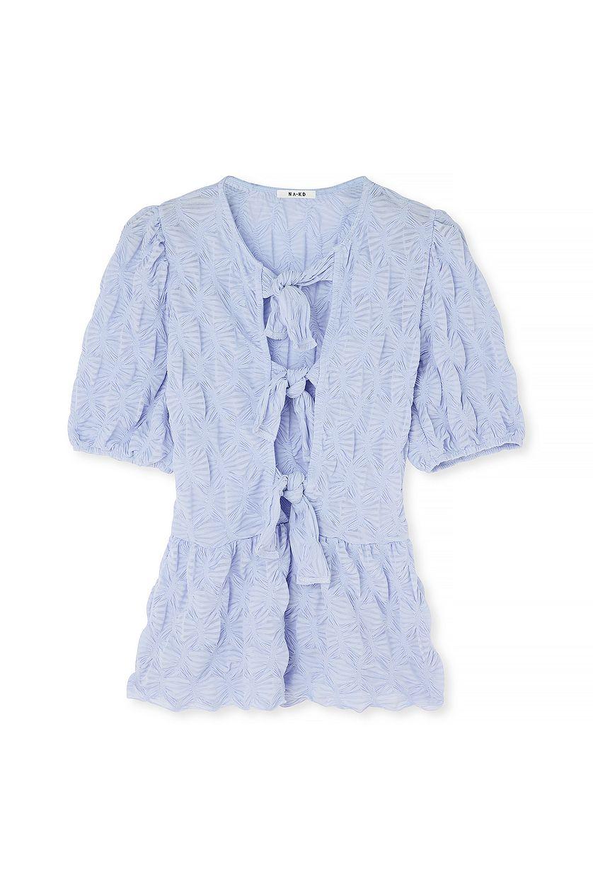 Puff Sleeve Tie Top Product Image