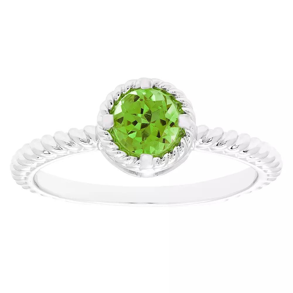 Boston Bay Diamonds Sterling Silver Genuine Peridot Rope Halo Stacking Ring, Women's, Size: 6 Product Image