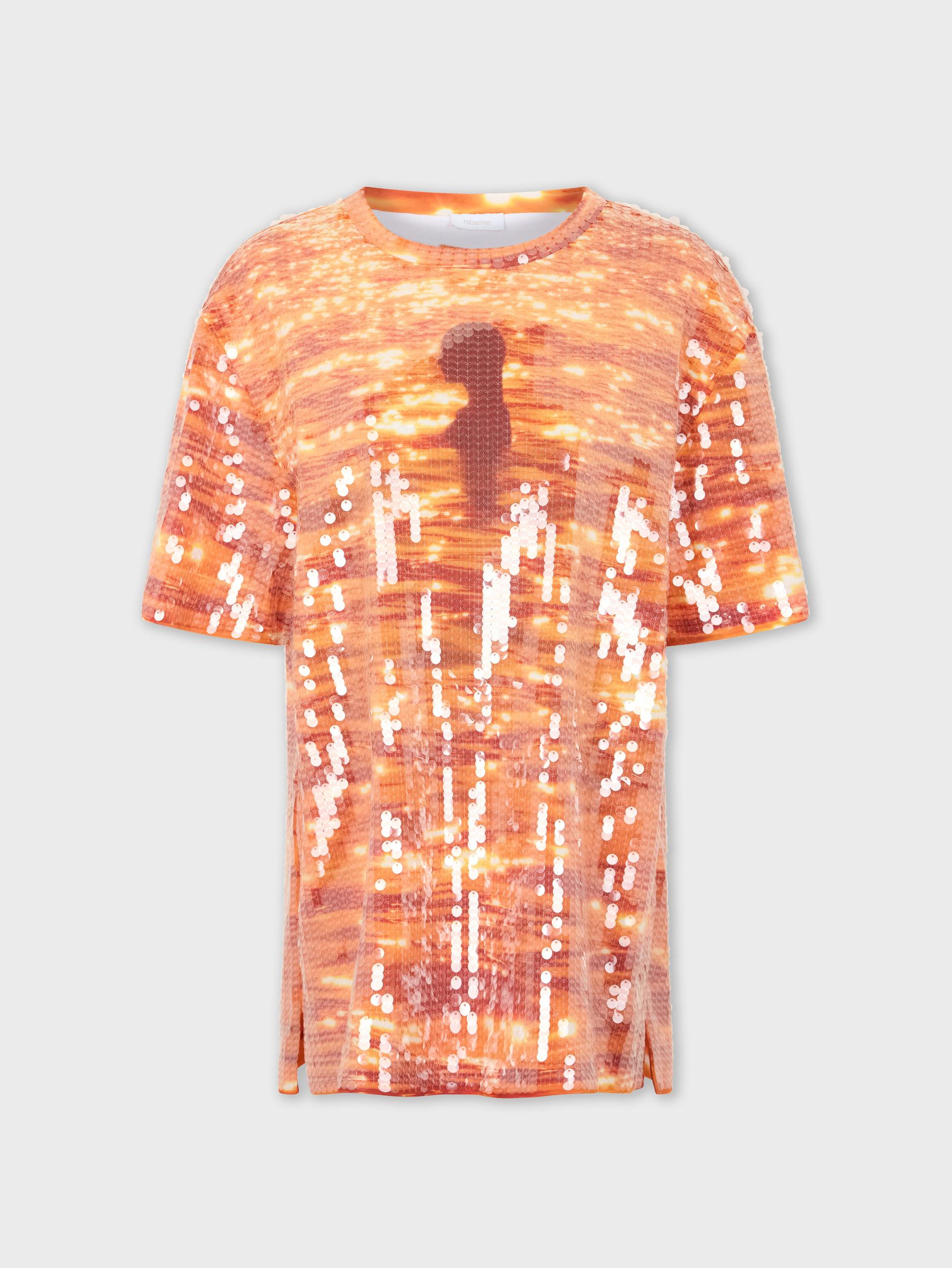 T-shirt mini dress in cotton and sequins Girls Product Image