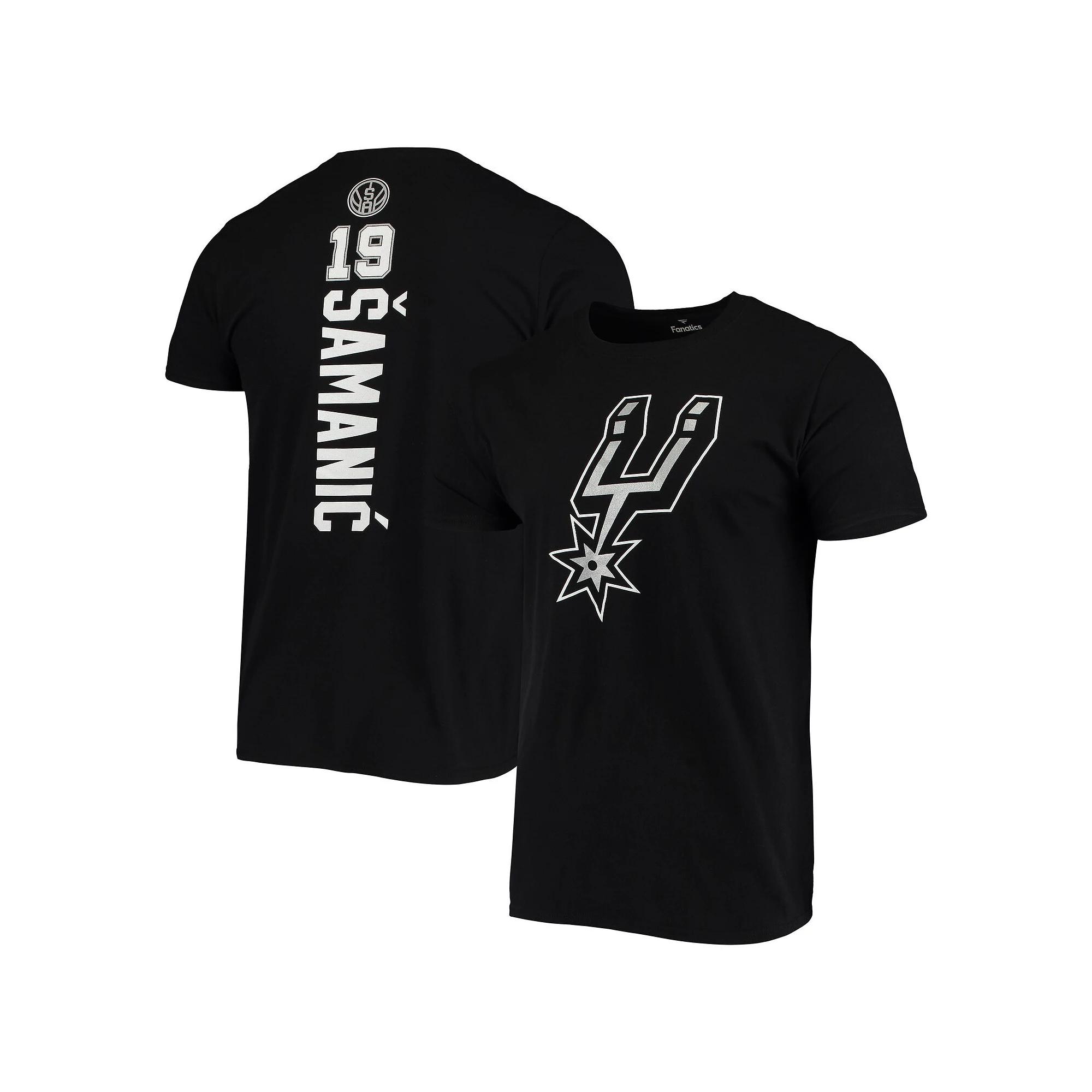 Men's Fanatics Branded Luka Samanic Black San Antonio Spurs Playmaker Name & Number Logo T-Shirt,  Product Image