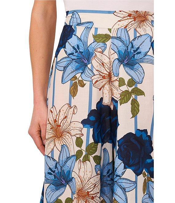 CeCe Woven Floral Print Wide Leg Pull-On Coordinating Pants Product Image