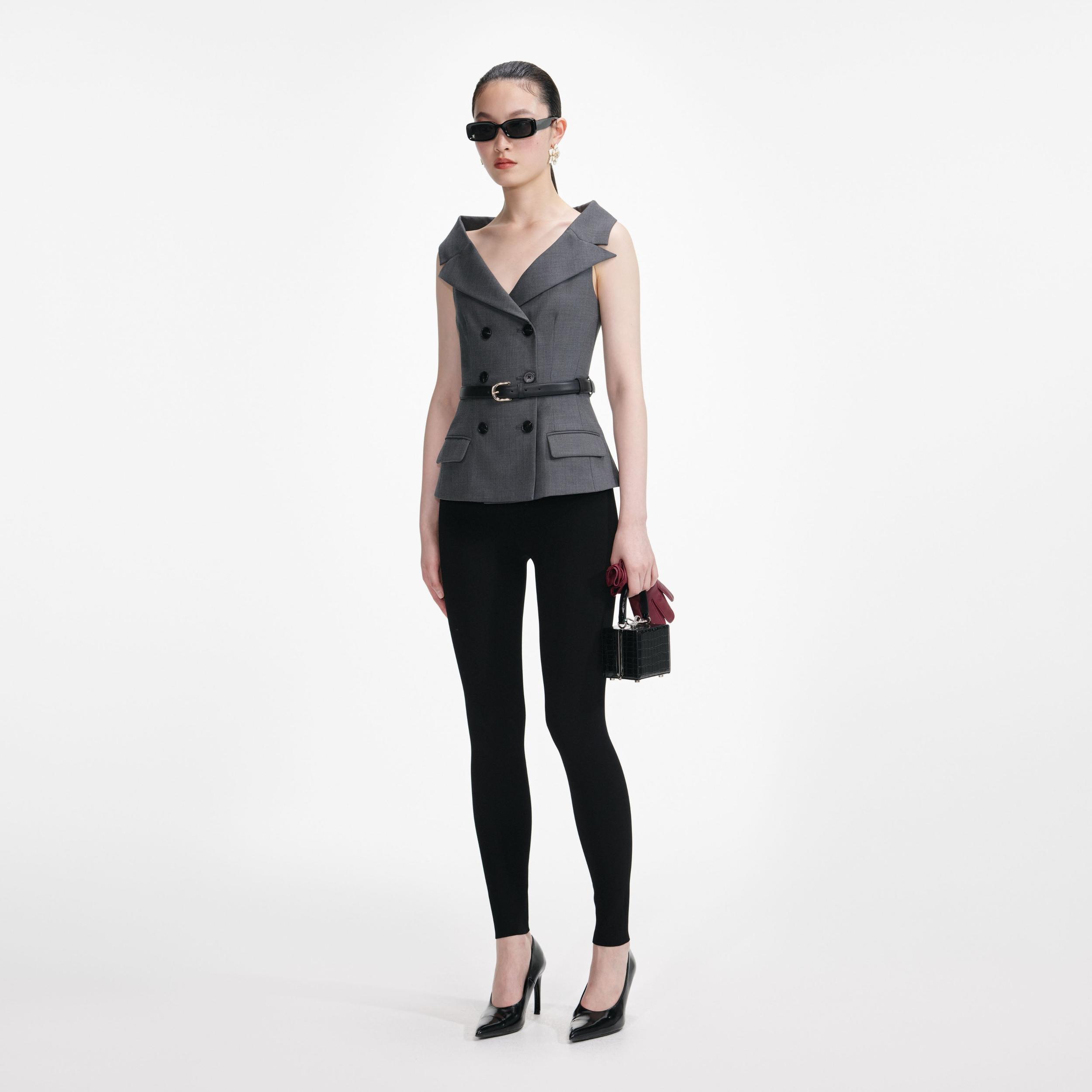 Grey Wool Tailored Top Product Image