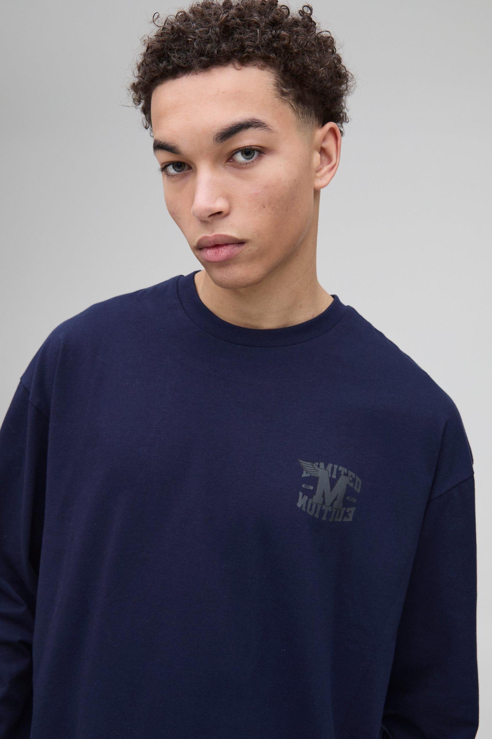 Oversized Boxy Varsity Heavyweight Long Sleeve T-Shirt | boohooMAN USA Product Image