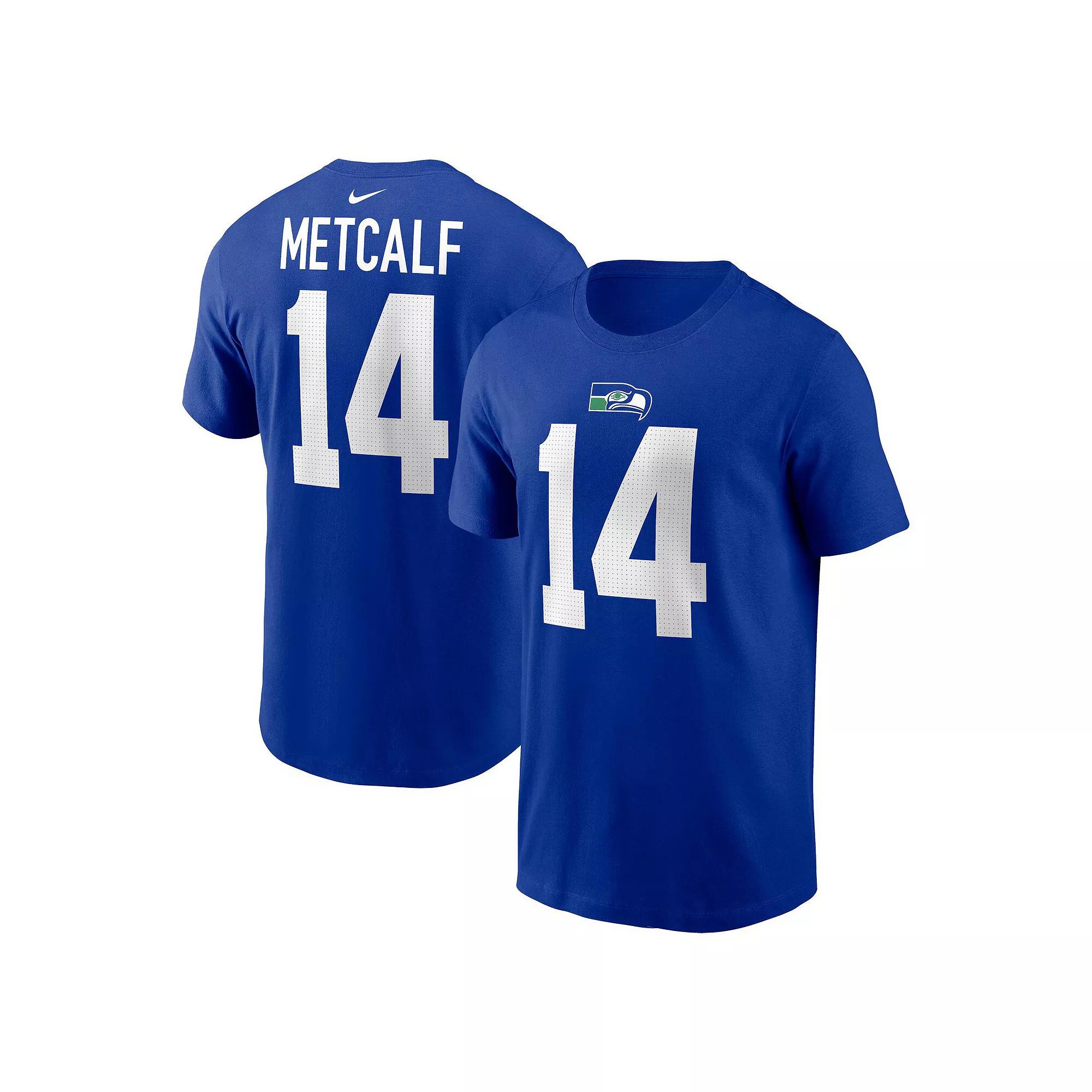 Men's Nike DK Metcalf Royal Seattle Seahawks Throwback Player Name & Number T-Shirt, Size: Large, Blue Product Image