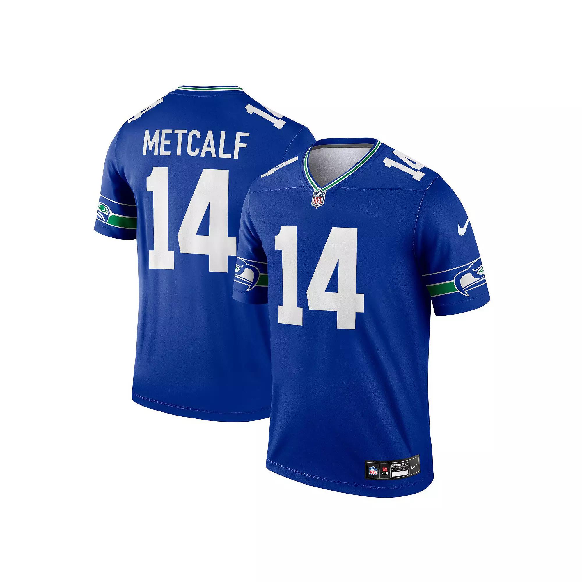 Men's Nike DK Metcalf Royal Seattle Seahawks Throwback Legend Player Jersey, Size: Large, Blue Product Image
