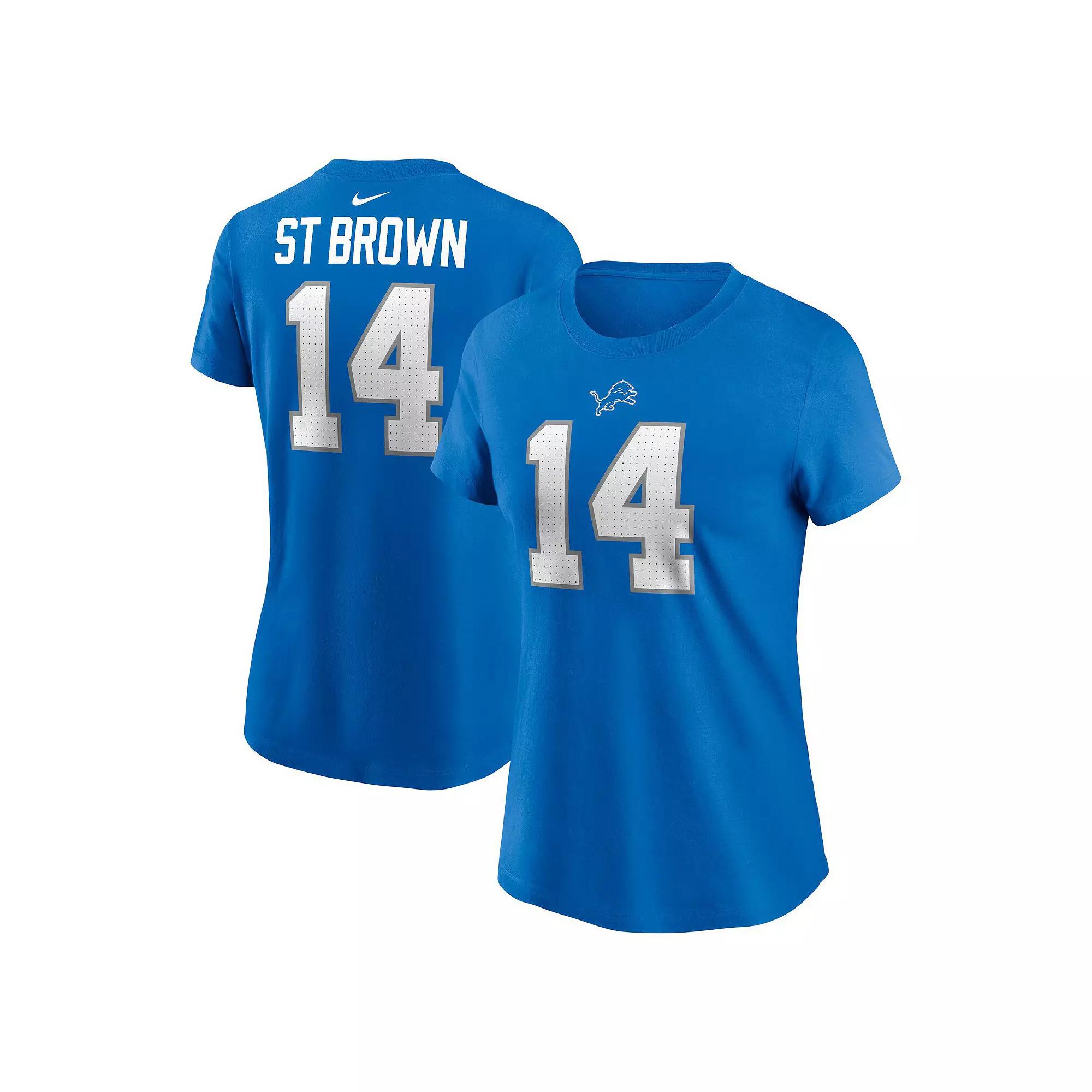 Women's Nike Amon-Ra St. Brown Blue Detroit Lions Player Name & Number T-Shirt,  Product Image