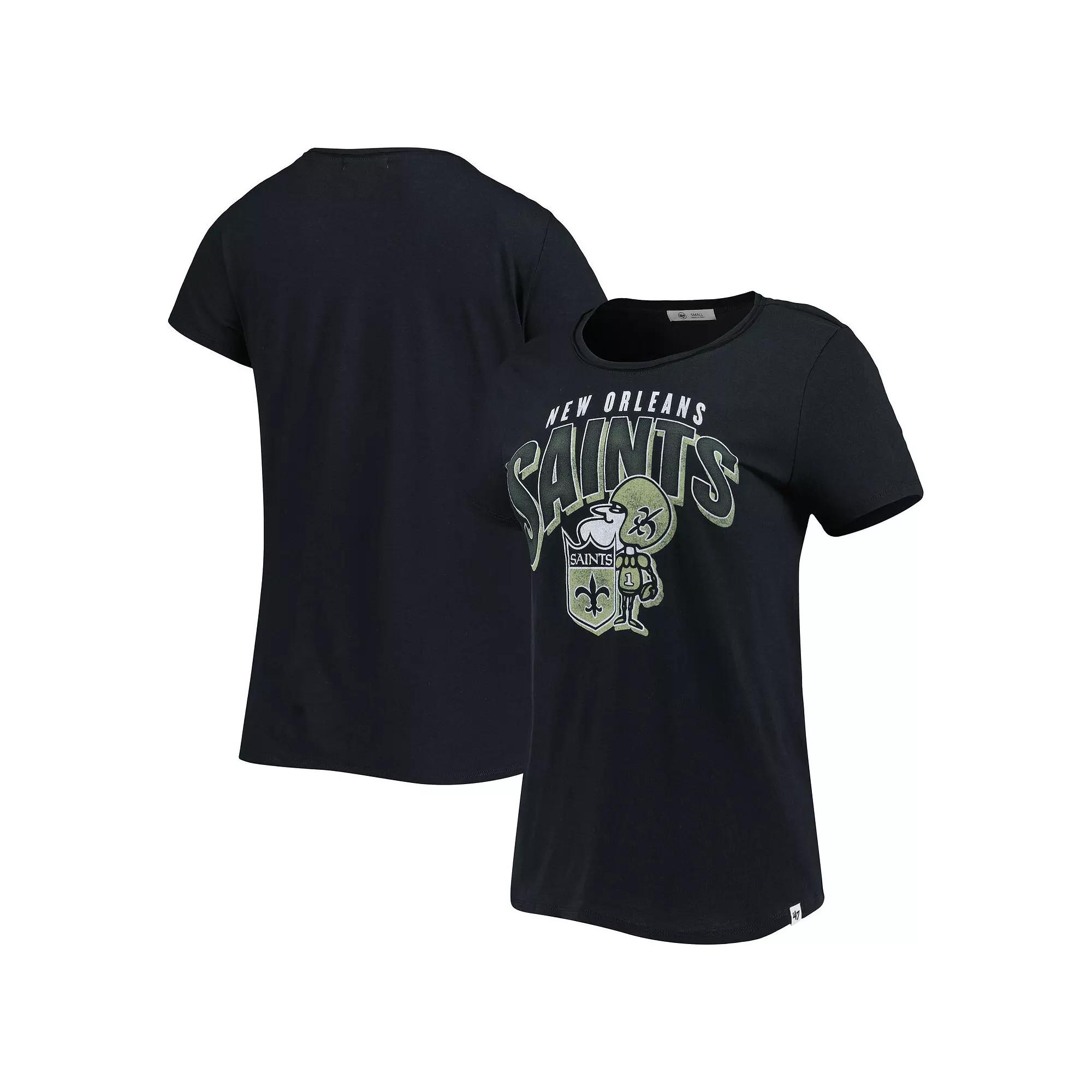 Women's '47 Black New Orleans Saints Treasure Frankie T-Shirt, Size: Small Product Image