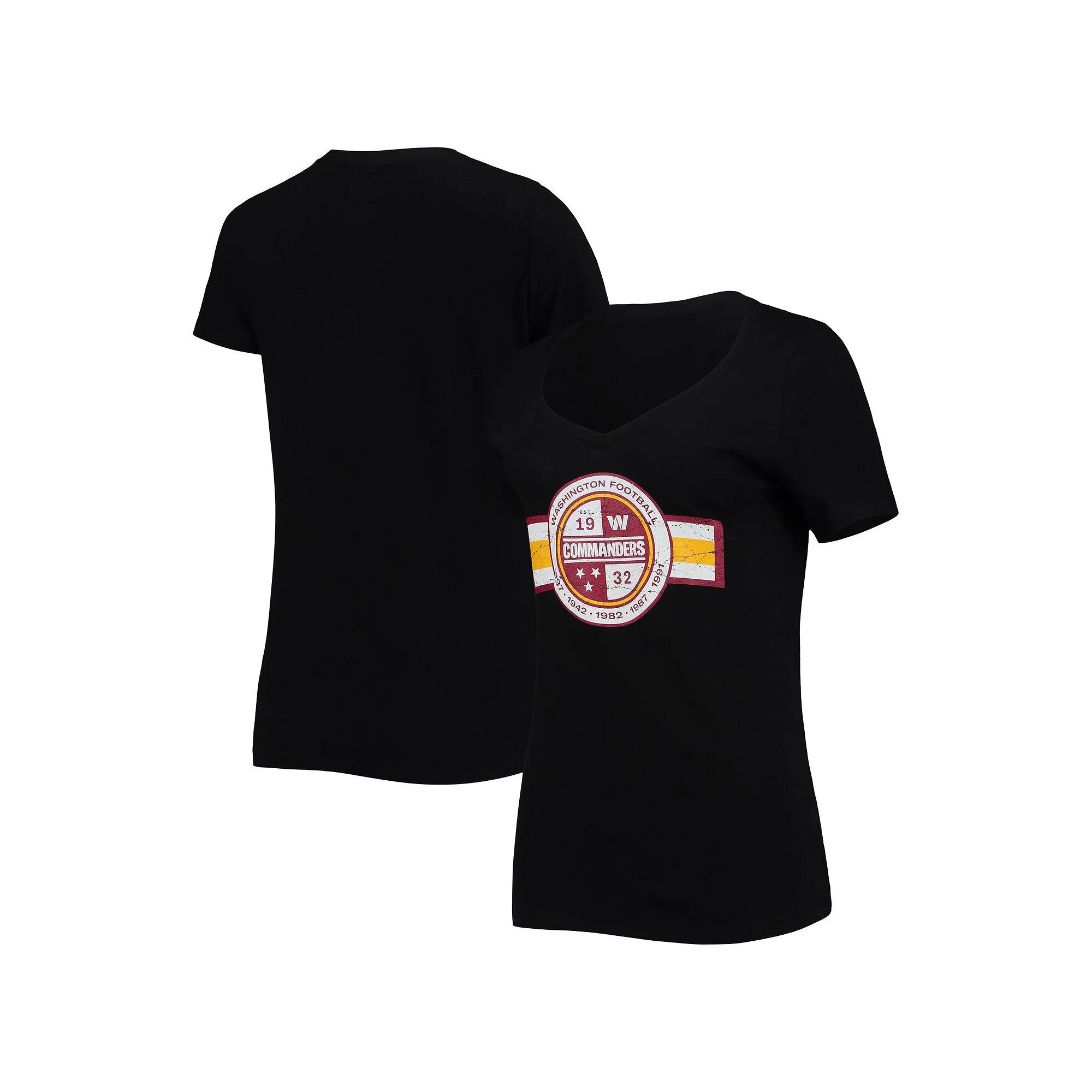 Women's New Era Black Washington Commanders V-Neck T-Shirt,  Product Image