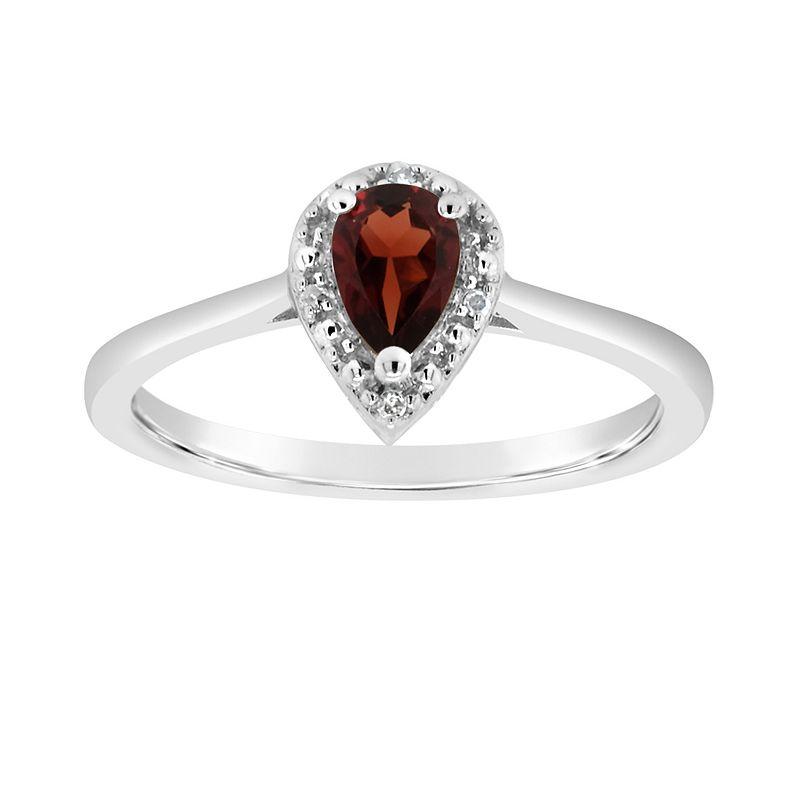 Celebration Gems Sterling Silver Pear Shaped Diamond Accent Frame Ring, Women's,  Product Image