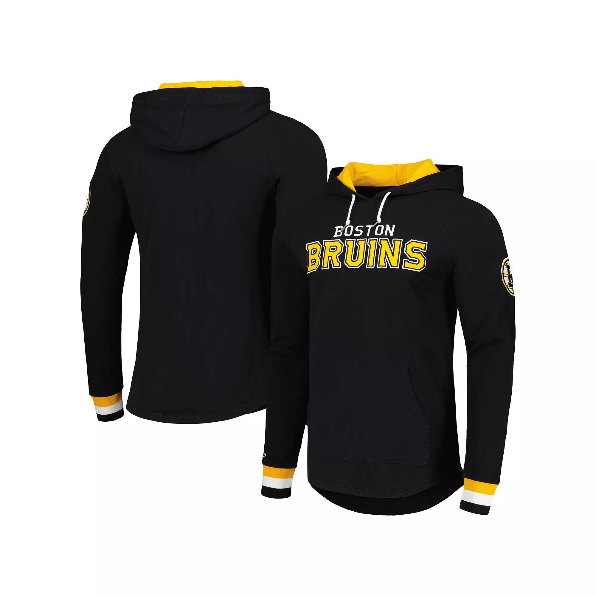 Men's Mitchell & Ness Black Boston Bruins Legendary Slub Hoodie Long Sleeve T-Shirt, Size: Large Product Image