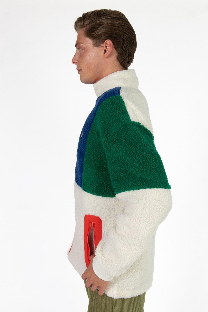 Zip Up Colorblock Sherpa Jacket Product Image