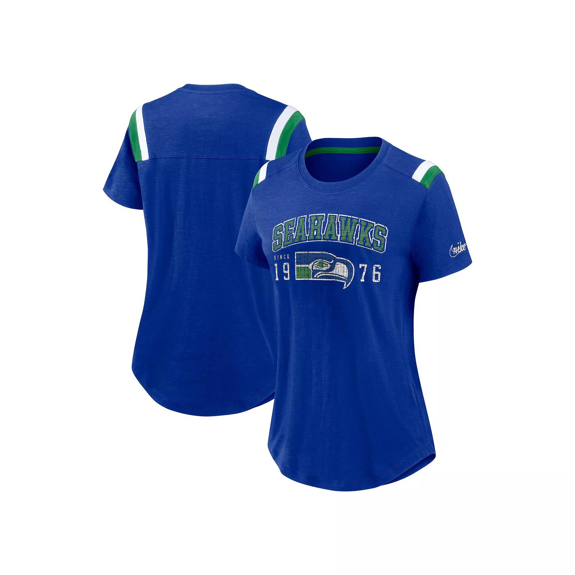 Women's Nike  Heather Royal Seattle Seahawks Historic Slub Fashion T-Shirt, Size: Large, Blue Product Image