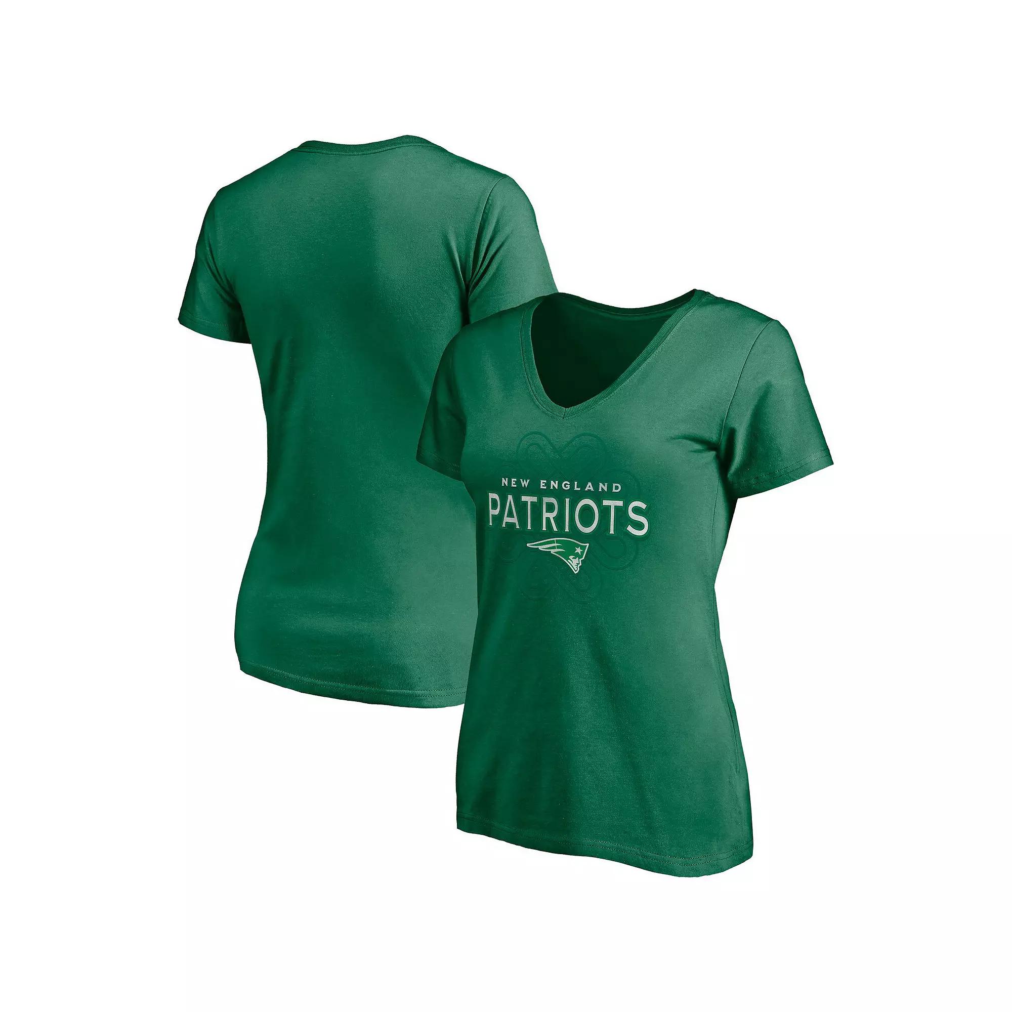 Women's Kelly Green New England Patriots Celtic Knot V-Neck T-Shirt, Size: 3XL Product Image