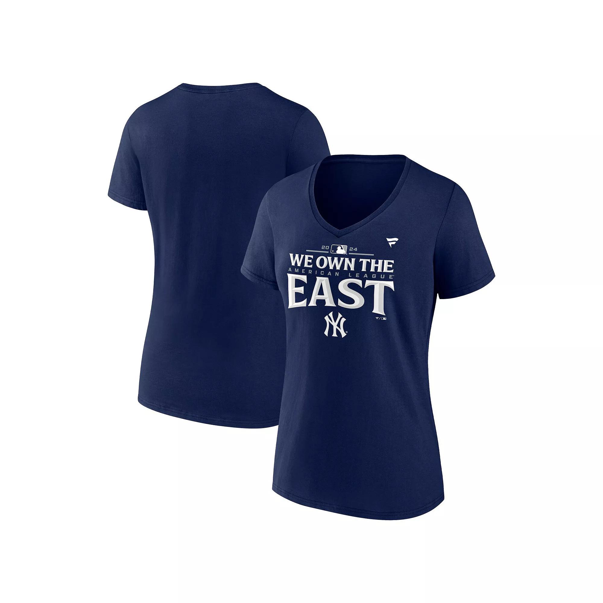 Women's Fanatics  Navy New York Yankees AL East Division Champions Locker Room V-Neck T-Shirt, Size: Large, Blue Product Image