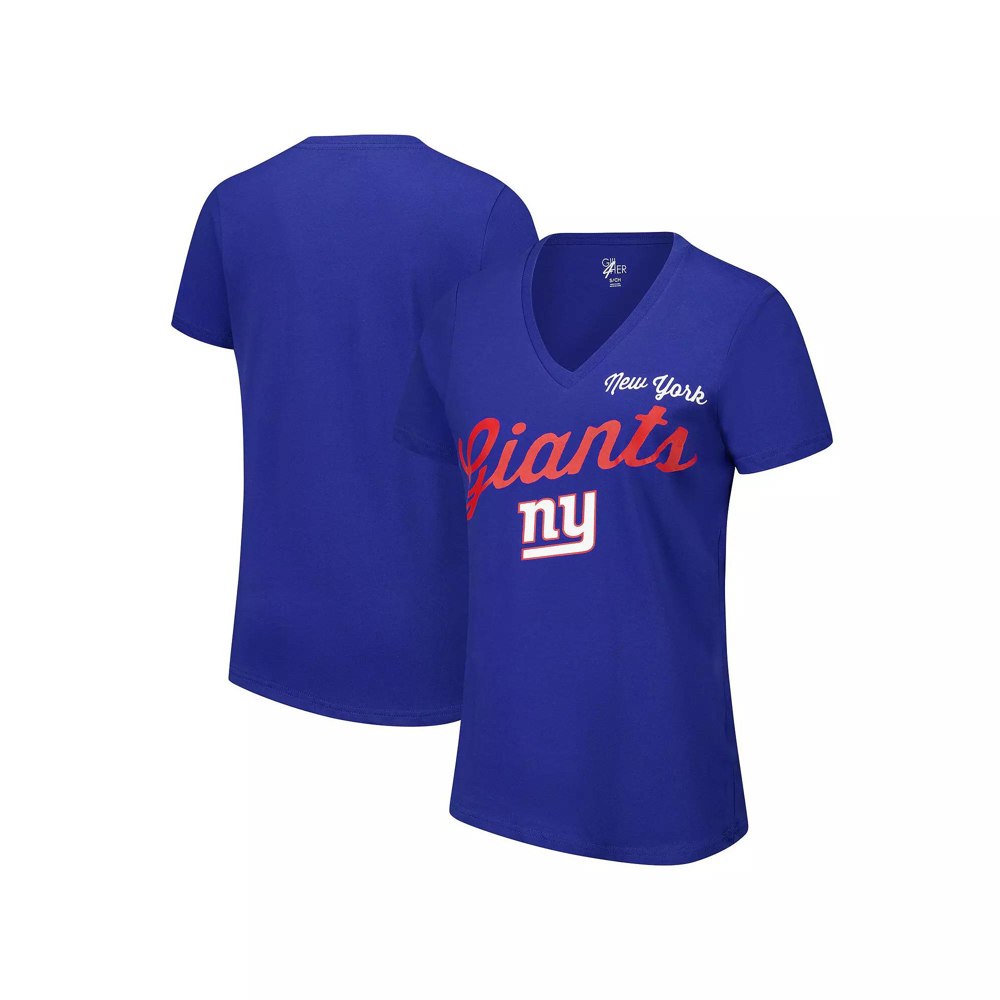 Women's G-III 4Her by Carl Banks Royal New York Giants Post Season V-Neck T-Shirt, Size: Large, Blue Product Image