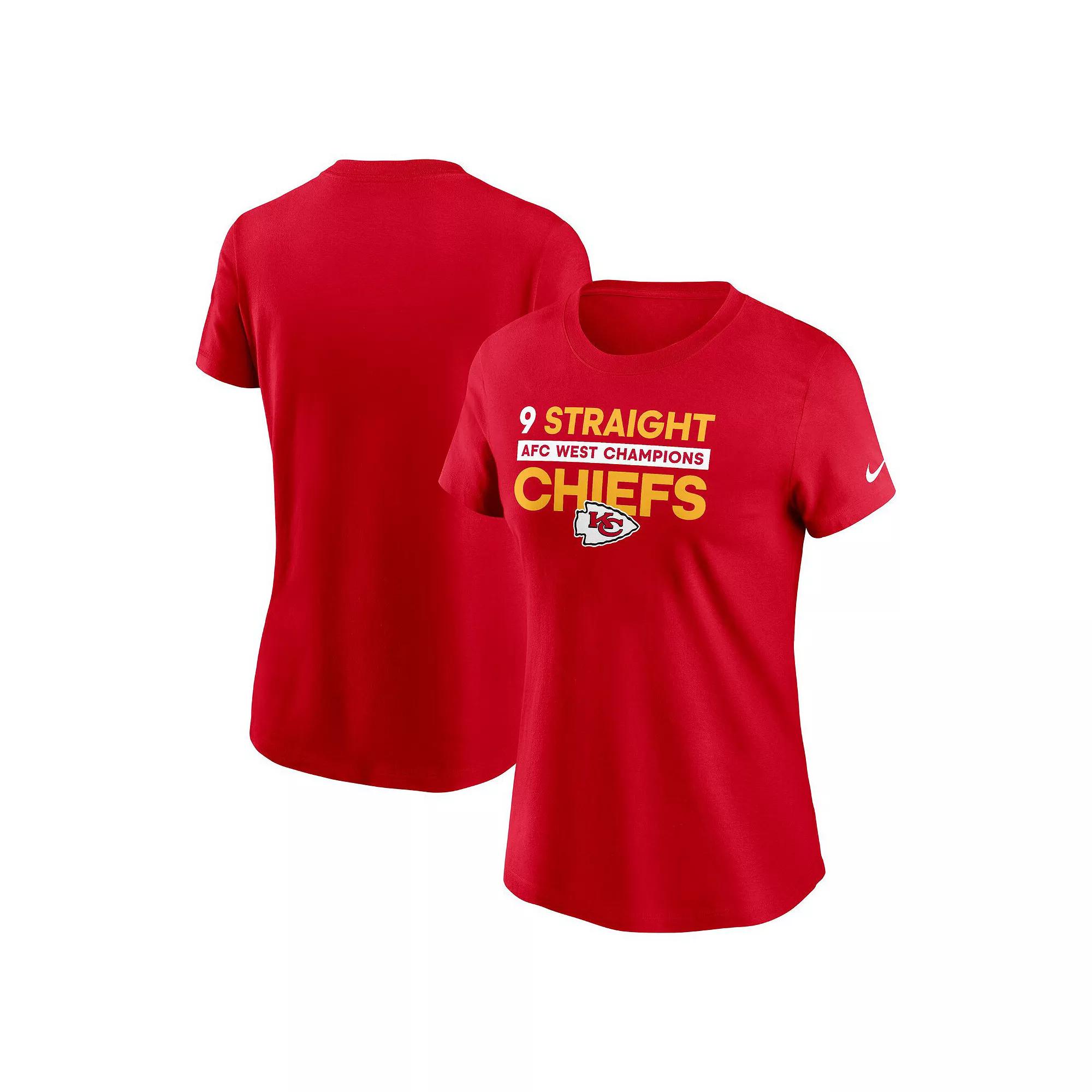 Women's Nike Red Kansas City Chiefs Nine-Straight AFC West Division Champions T-Shirt, Size: XXL Product Image