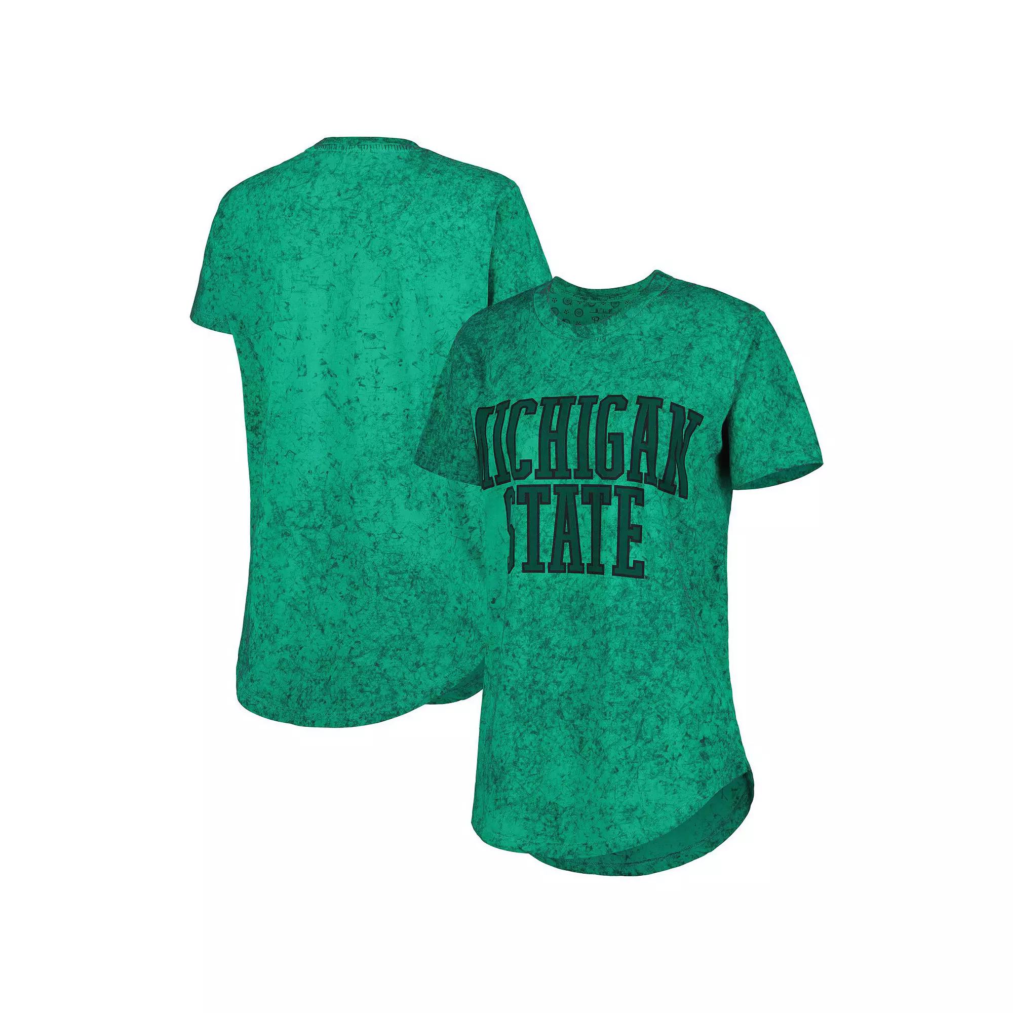 Women's Pressbox Green Michigan State Spartans Southlawn Sun-Washed T-Shirt,  Product Image