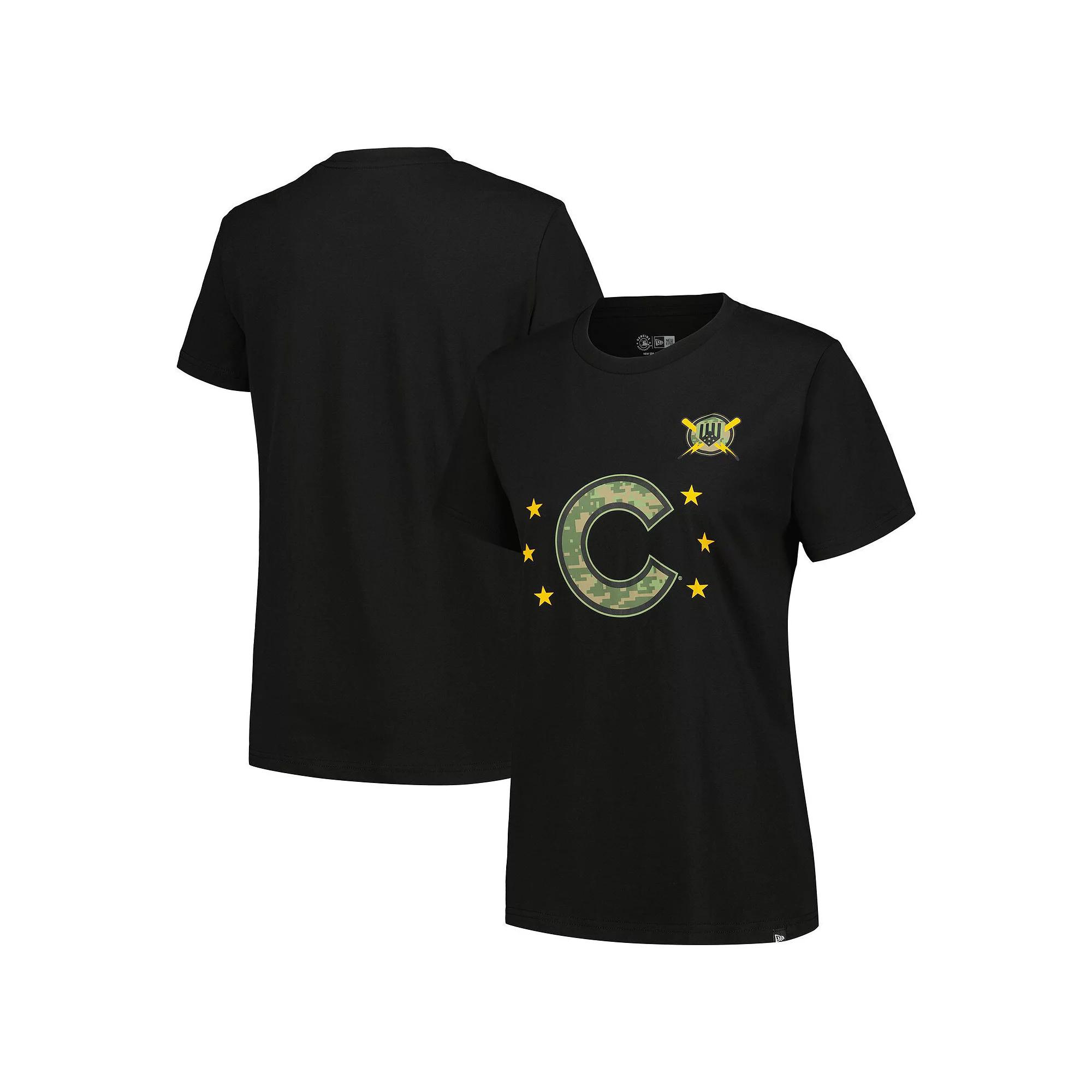 Women's New Era Black Chicago Cubs Armed Forces Day T-Shirt,  Product Image