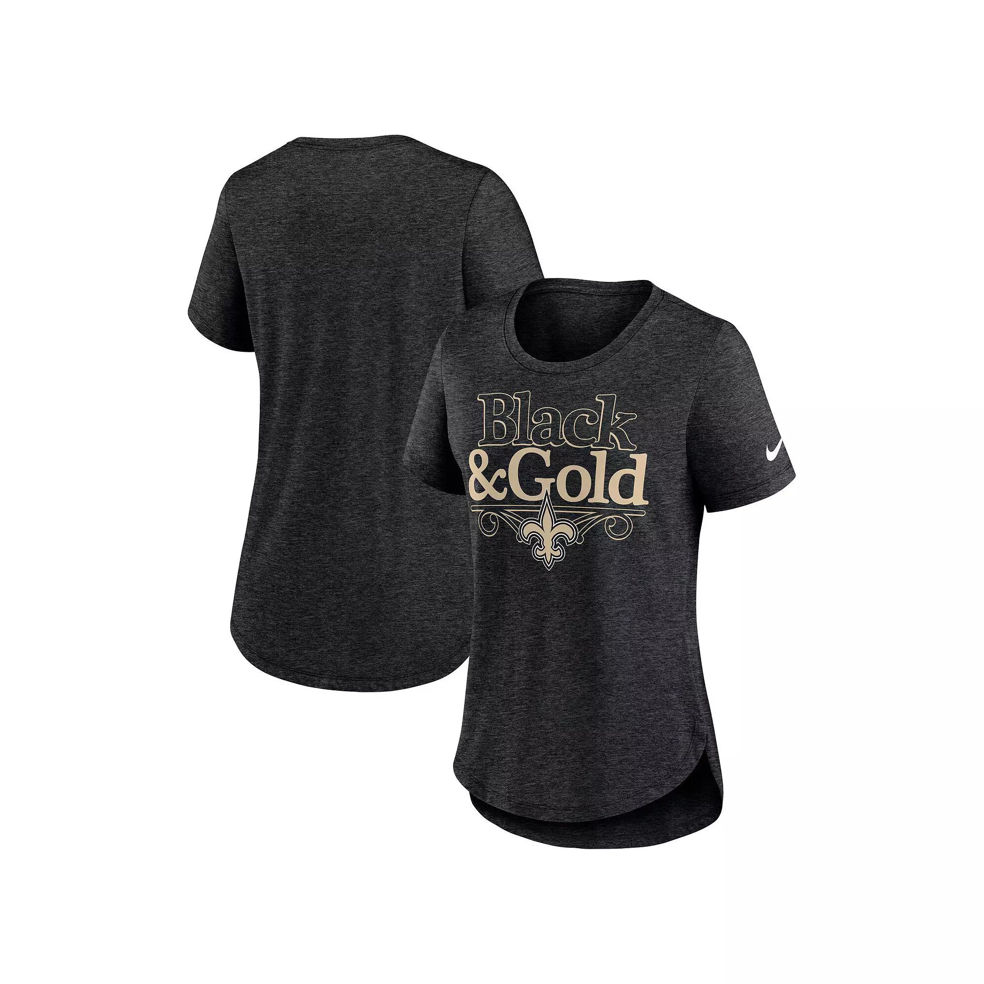Women's Nike Heather Black New Orleans Saints Local Fashion Tri-Blend T-Shirt, Size: Small, Charco Product Image