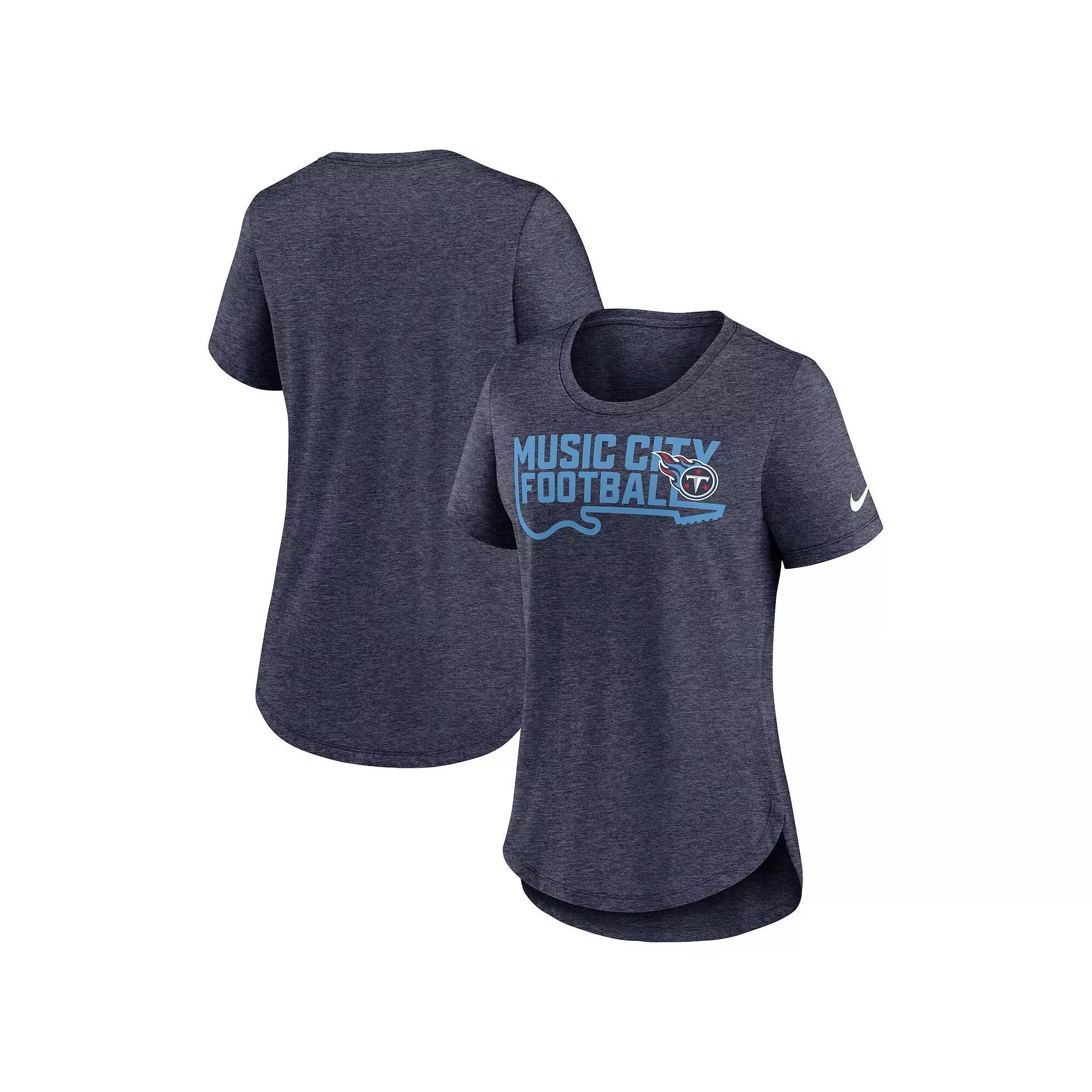 Women's Nike Heather Navy Tennessee Titans Local Fashion Tri-Blend T-Shirt,  Product Image
