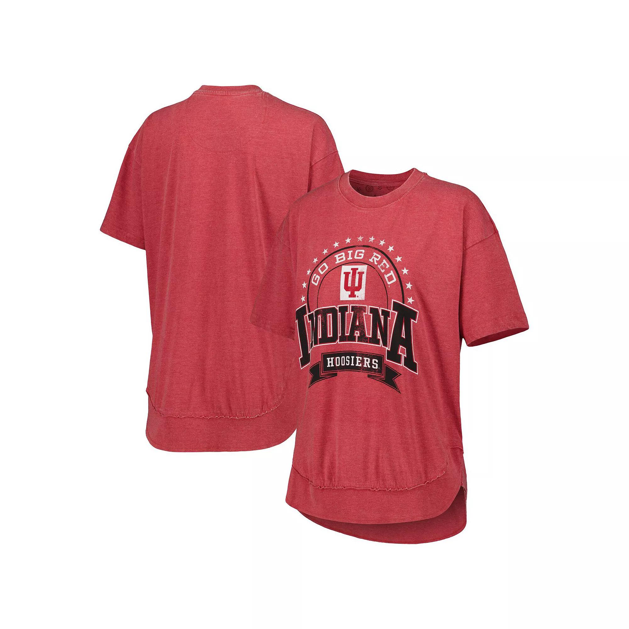 Women's Pressbox Heather Crimson Indiana Hoosiers Vintage Wash Poncho Captain T-Shirt, Size: Small, Red Product Image